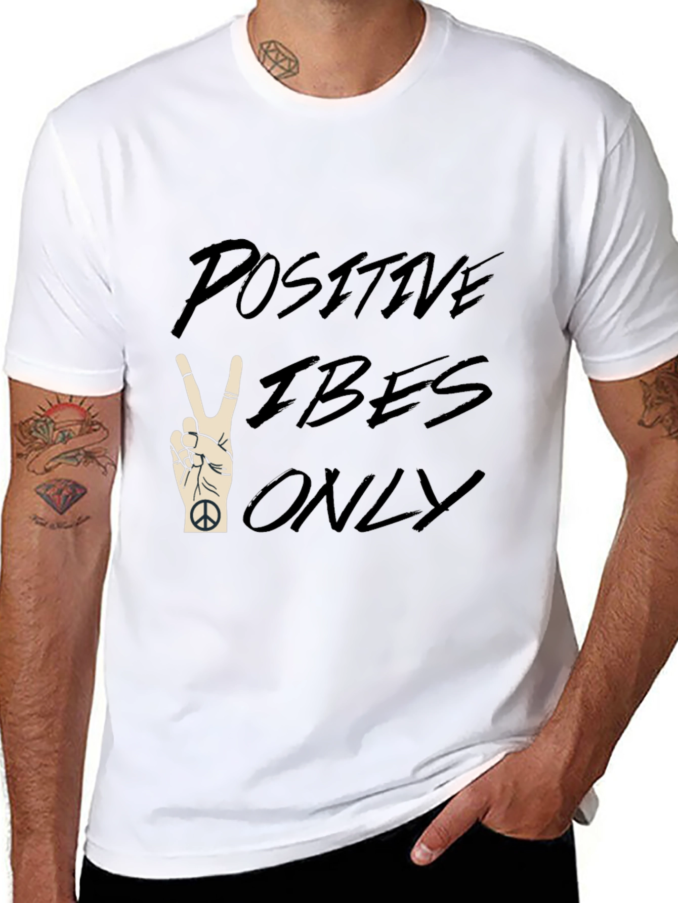 Positive Vibes Only Black Graphic T-Shirt