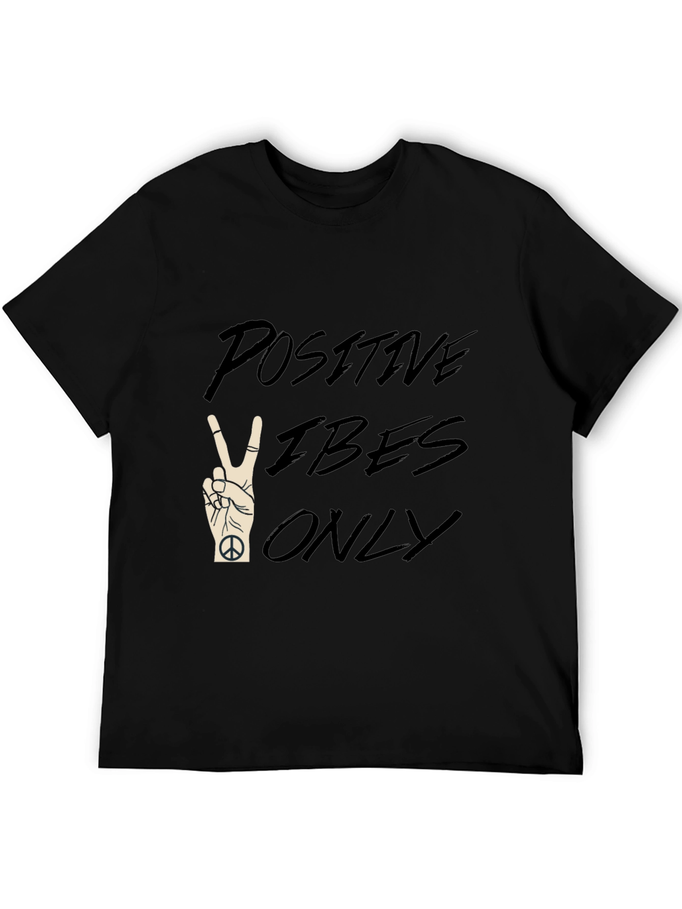 Positive Vibes Only Black Graphic T-Shirt