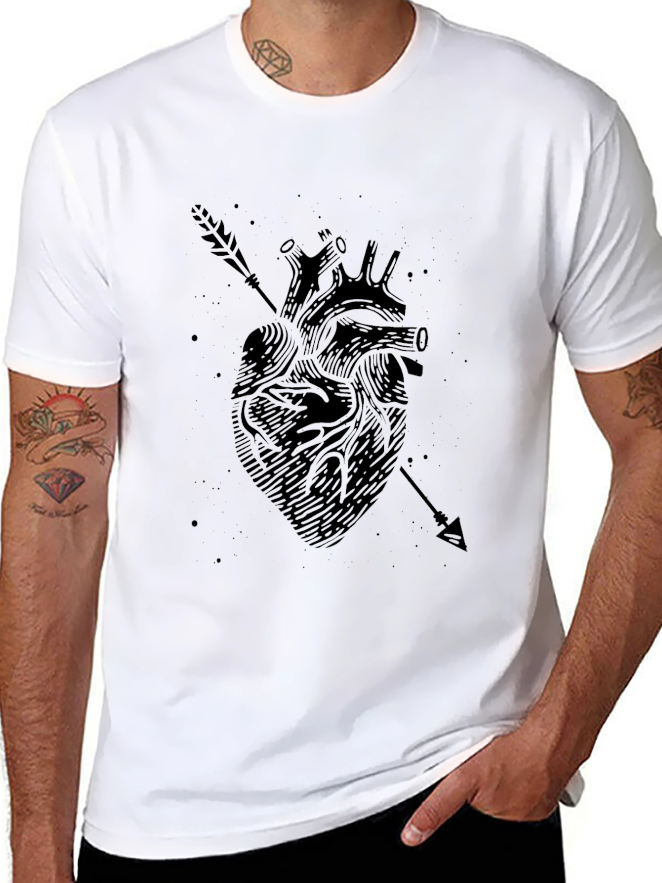 Anatomical Heart Arrow Tee - Edgy Graphic T-Shirt