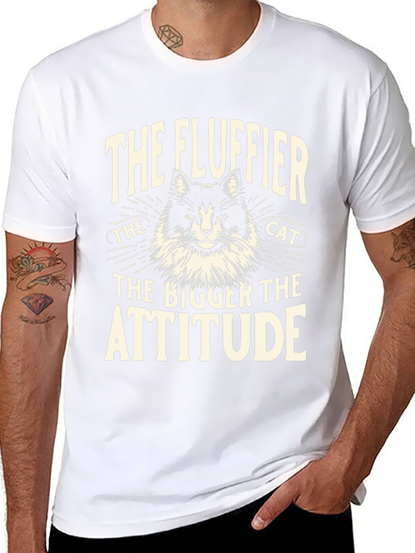 Fluffy Cat Attitude T-Shirt - Unisex Black Tee