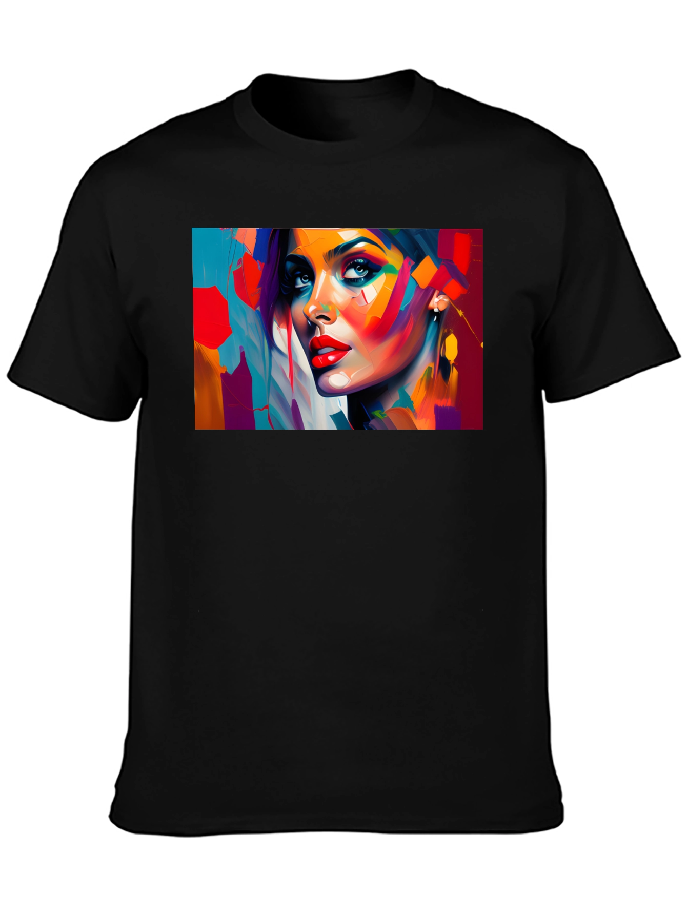 Abstract Woman Portrait Black T-Shirt