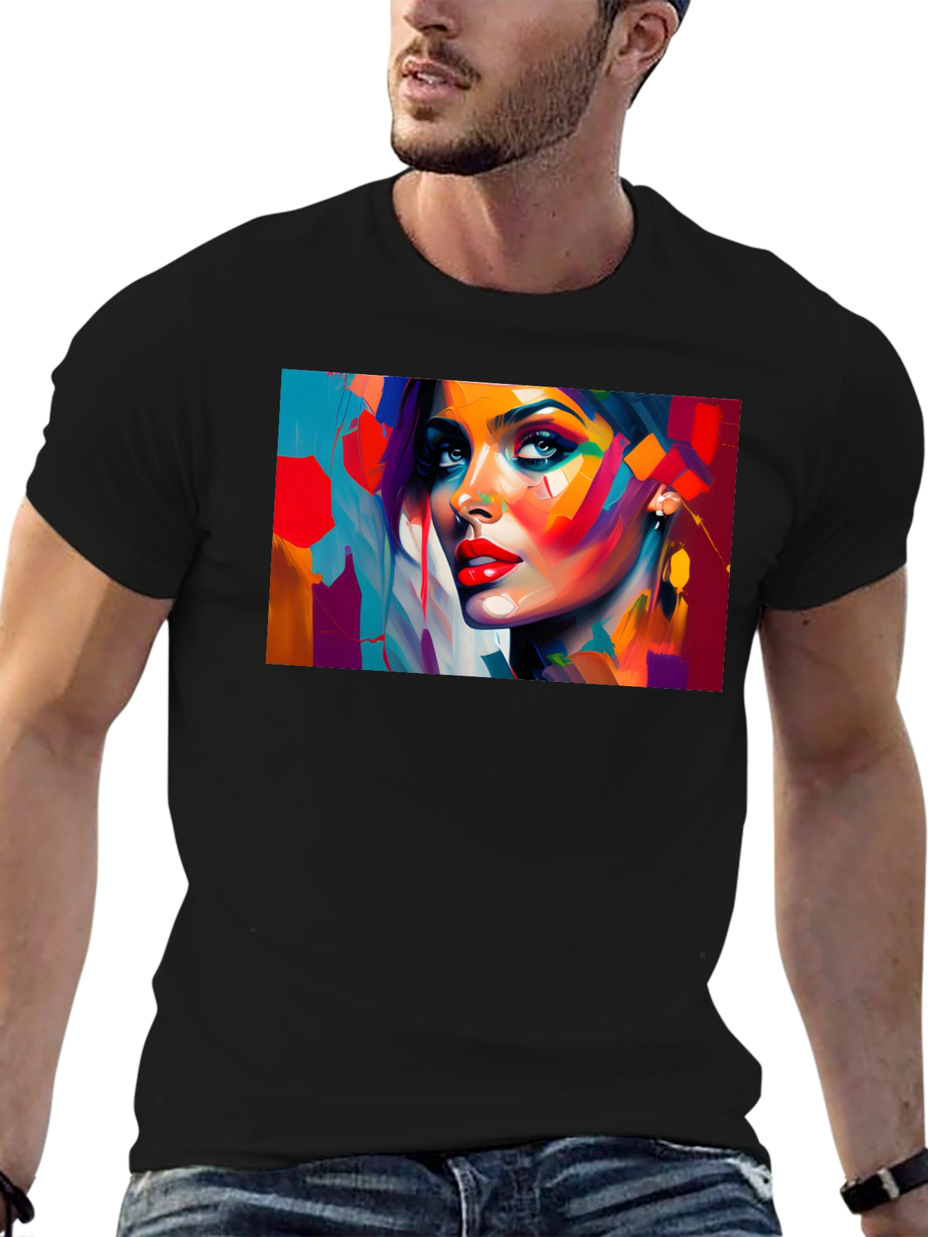 Abstract Woman Portrait Black T-Shirt