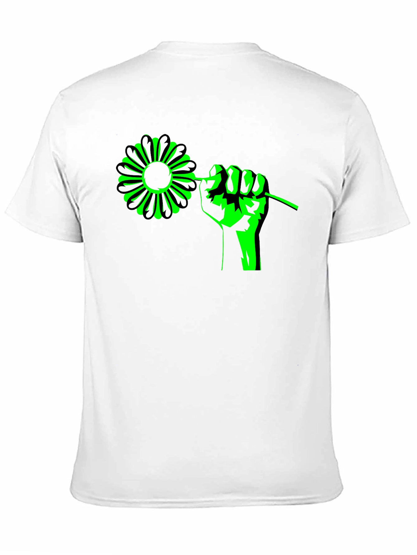Flower Power Graphic Tee - Black Cotton T-Shirt