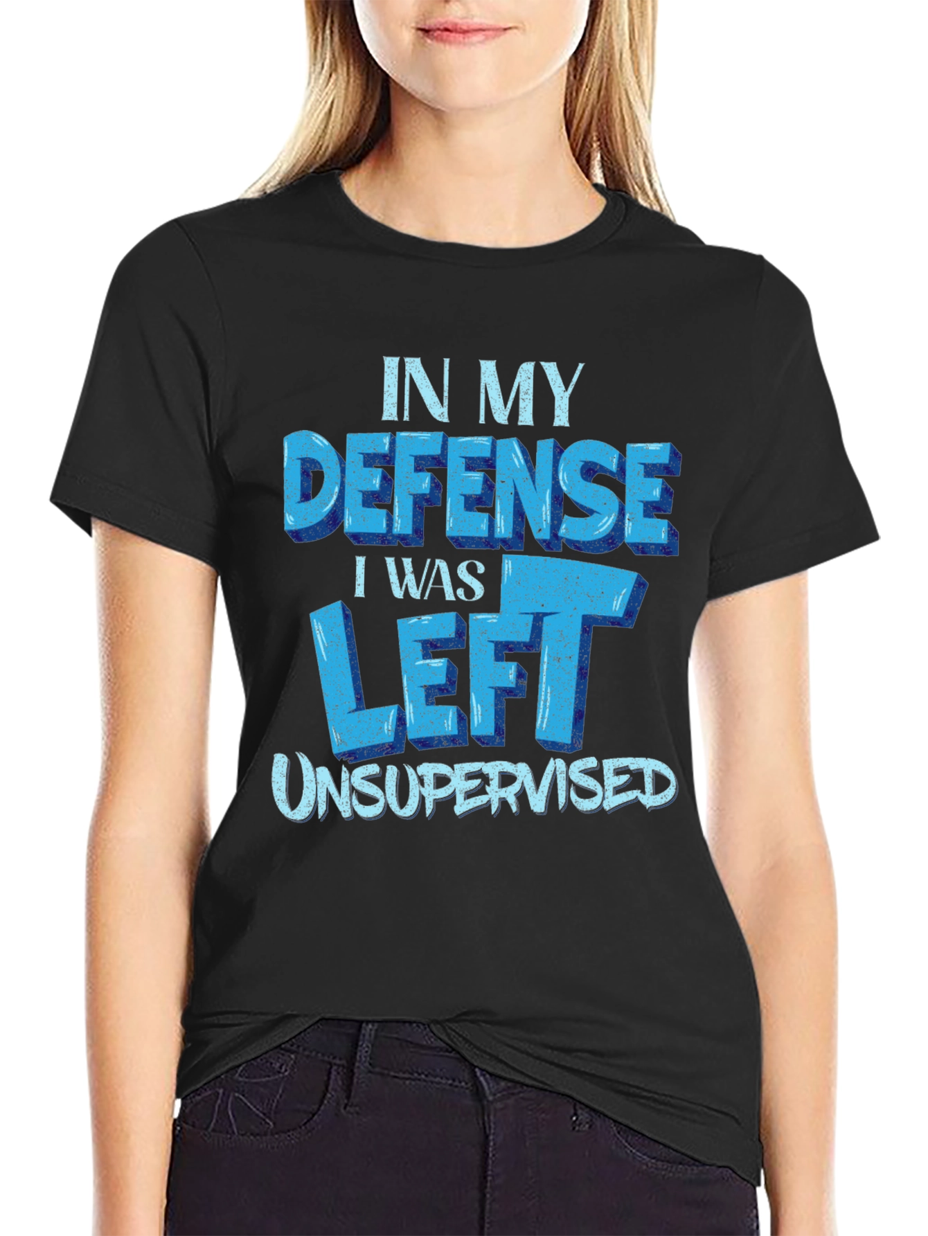 Funny In My Defense Black T-Shirt