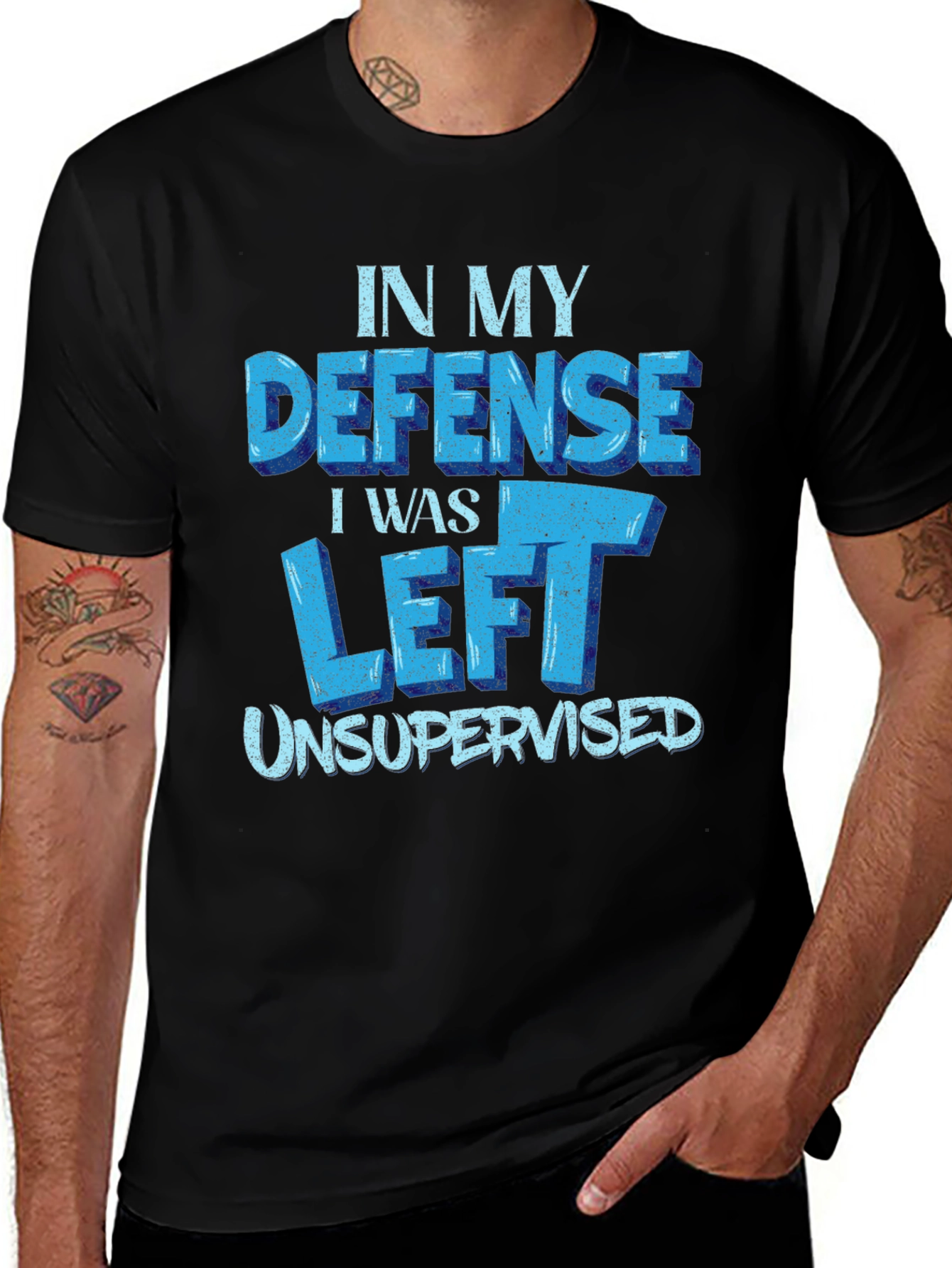 Funny In My Defense Black T-Shirt