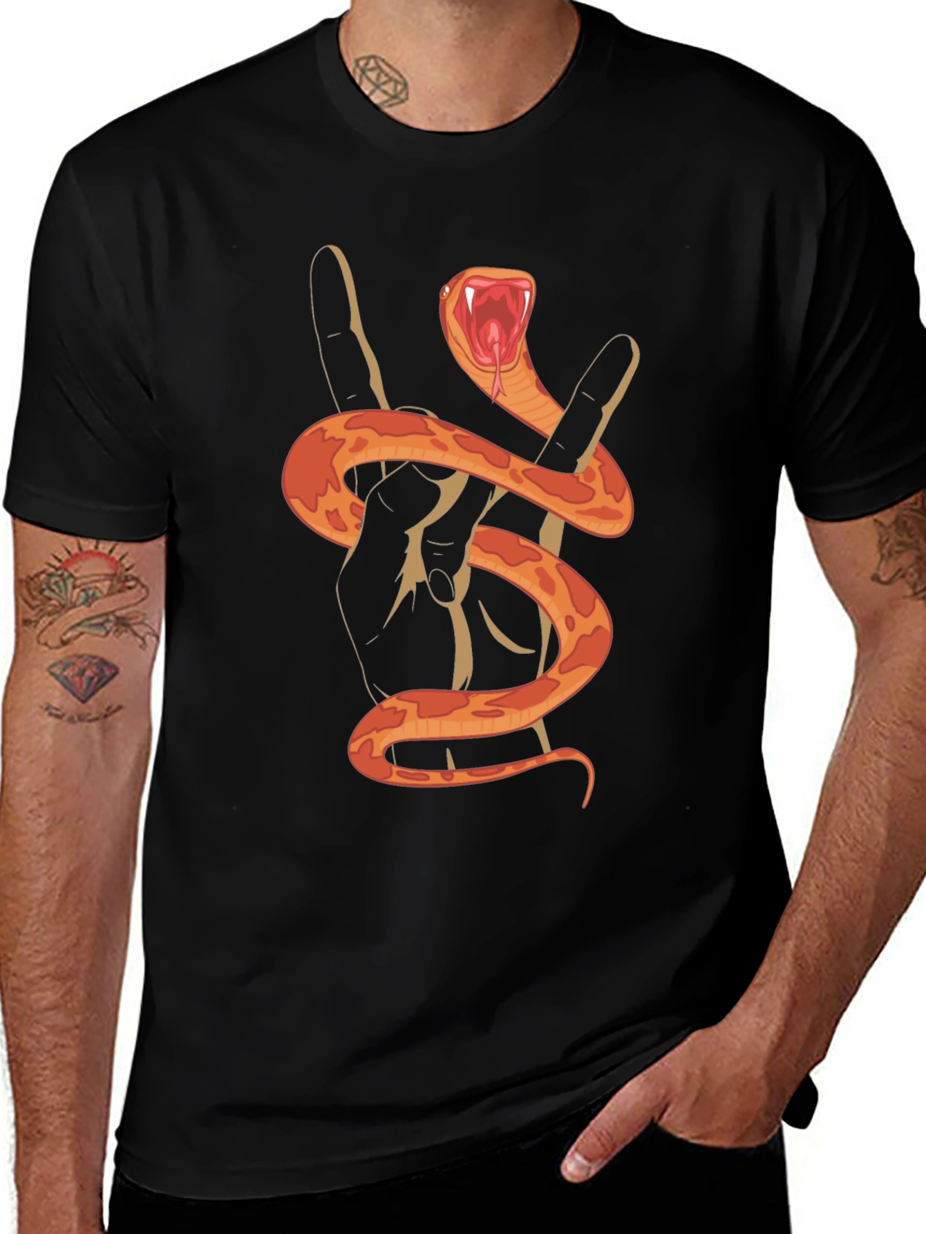 Rock On Snake Graphic Tee - Black