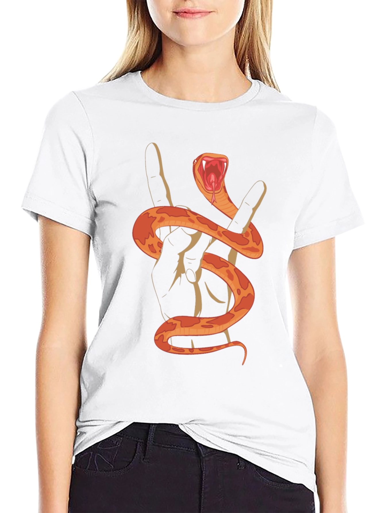 Rock On Snake Graphic Tee - Black
