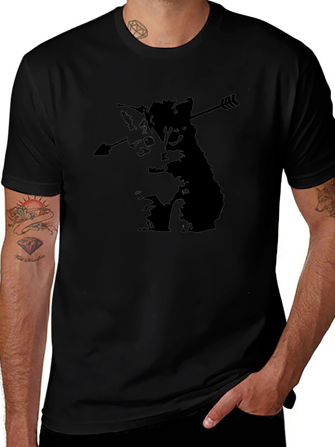 Arrow Cat Black T-Shirt