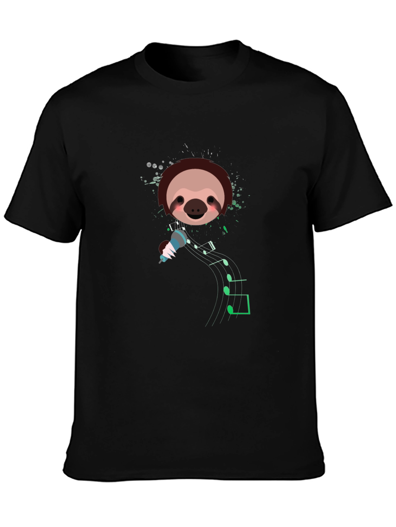 Singing Sloth Graphic T-Shirt - Black