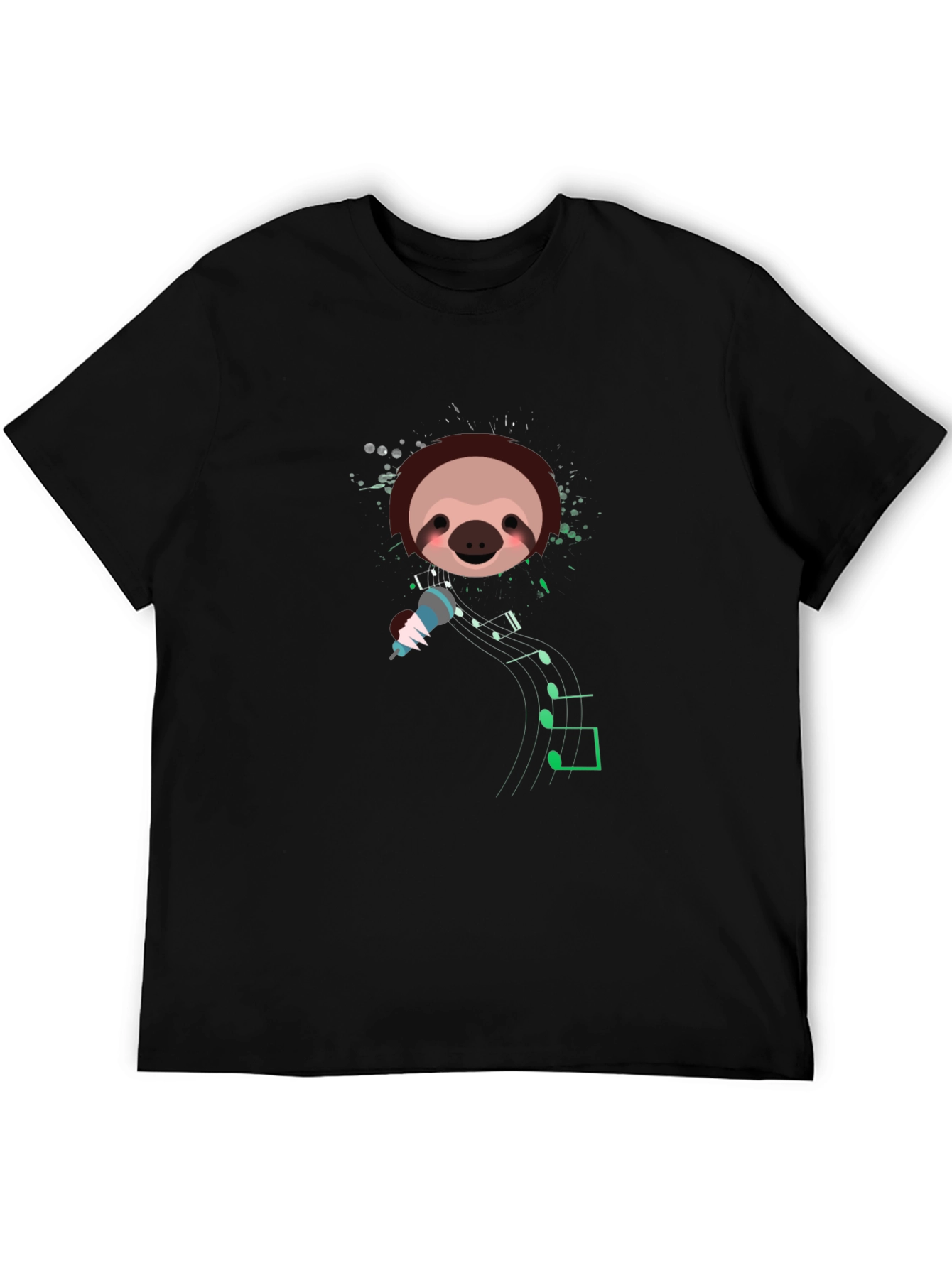 Singing Sloth Graphic T-Shirt - Black