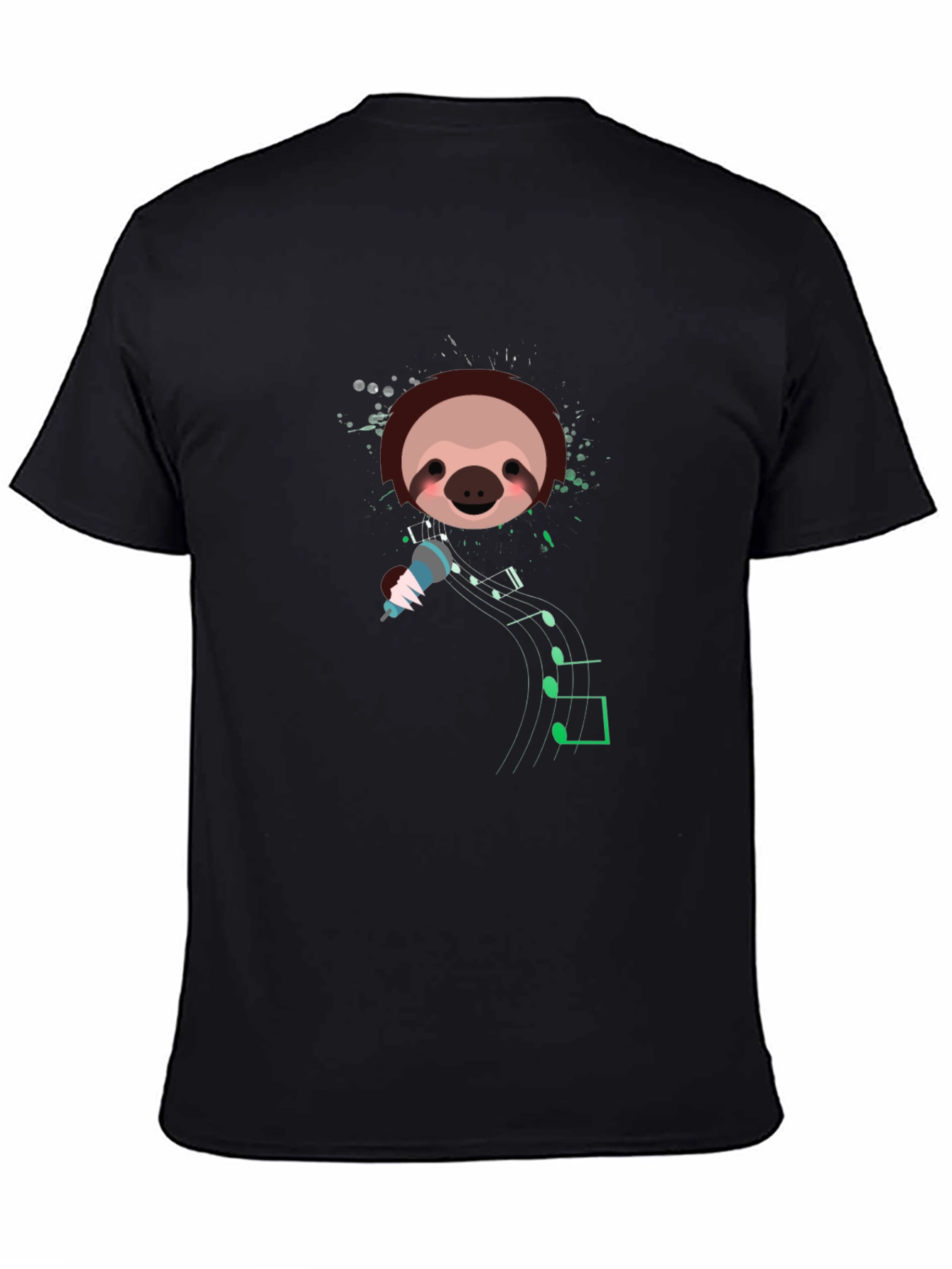 Singing Sloth Graphic T-Shirt - Black