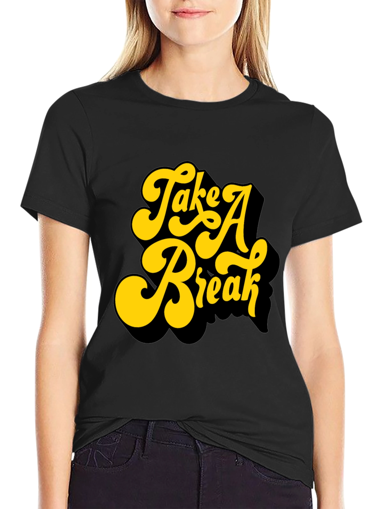 Retro Take A Break Graphic Black T-Shirt