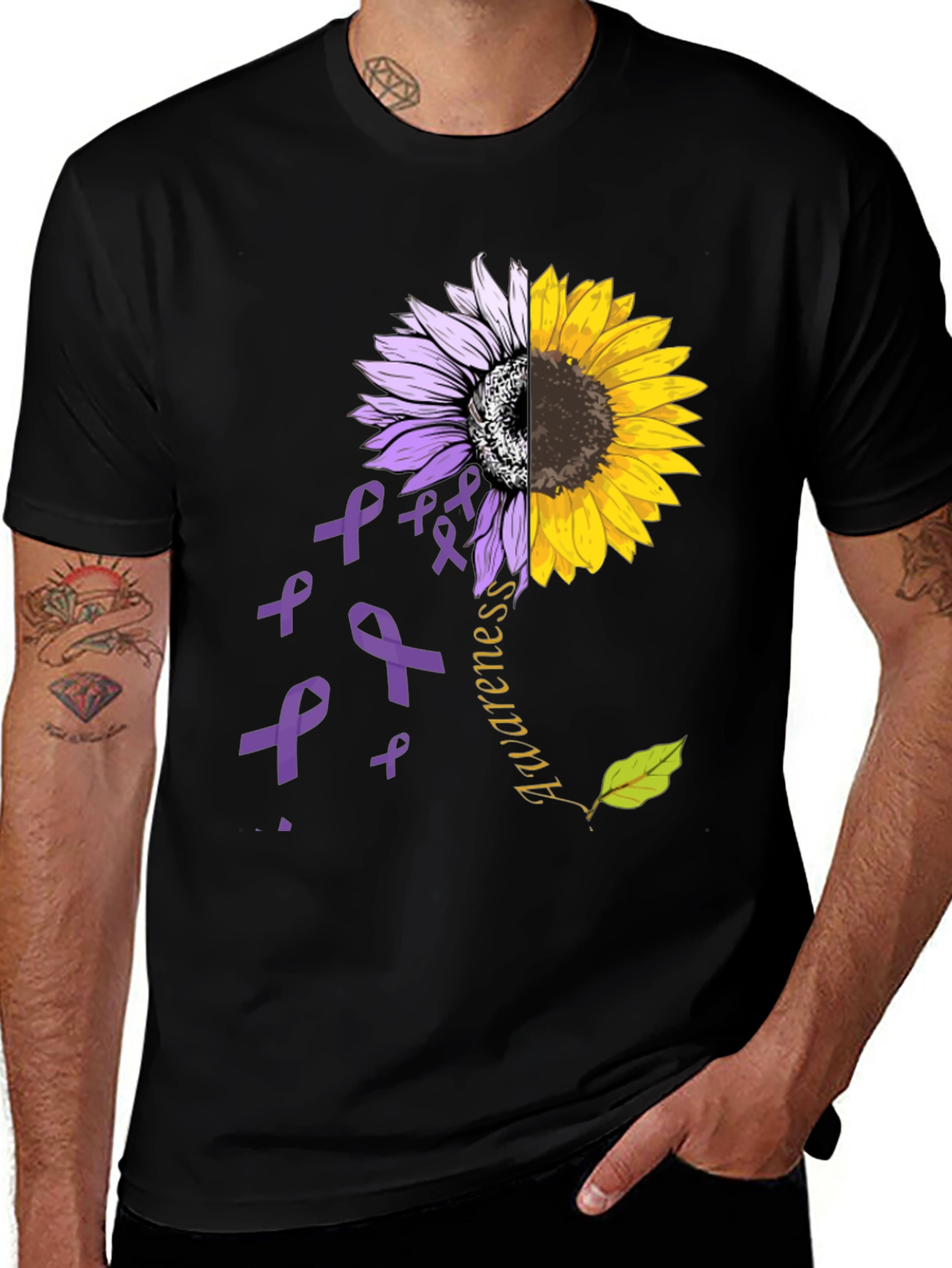 Awareness Sunflower Ribbon Graphic Tee