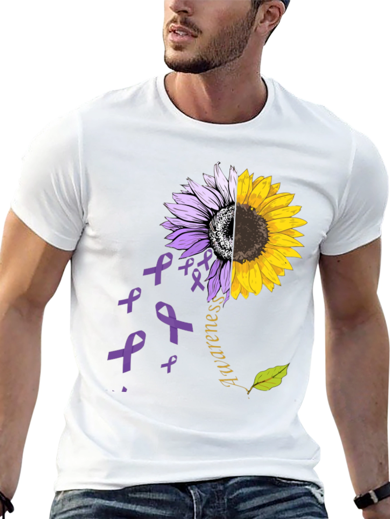 Awareness Sunflower Ribbon Graphic Tee