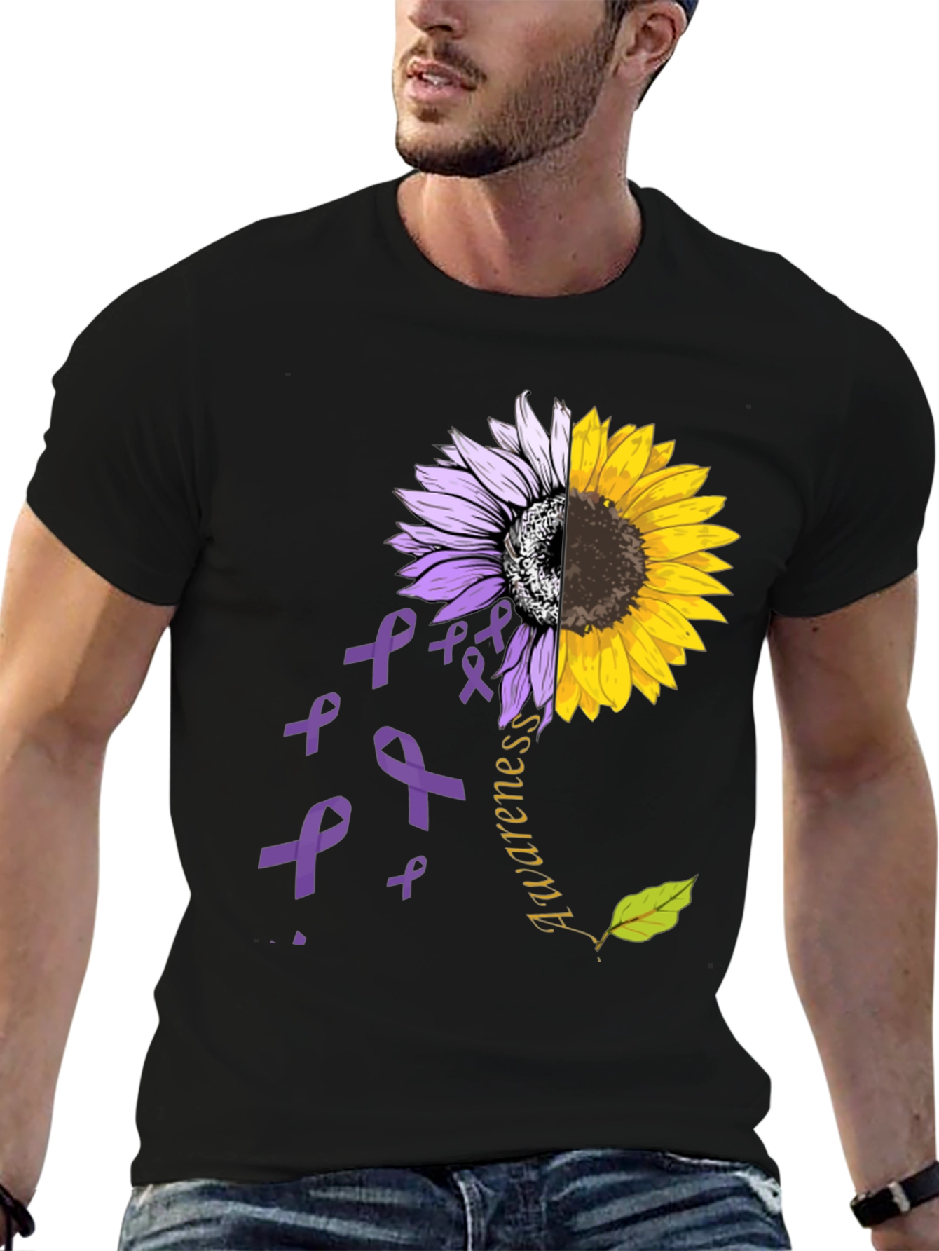 Awareness Sunflower Ribbon Graphic Tee