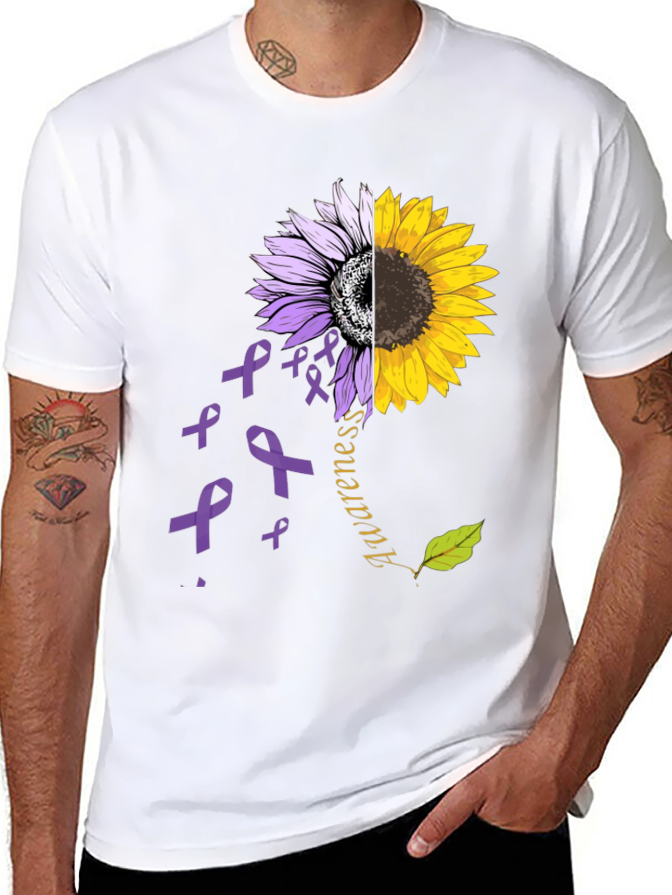 Awareness Sunflower Ribbon Graphic Tee