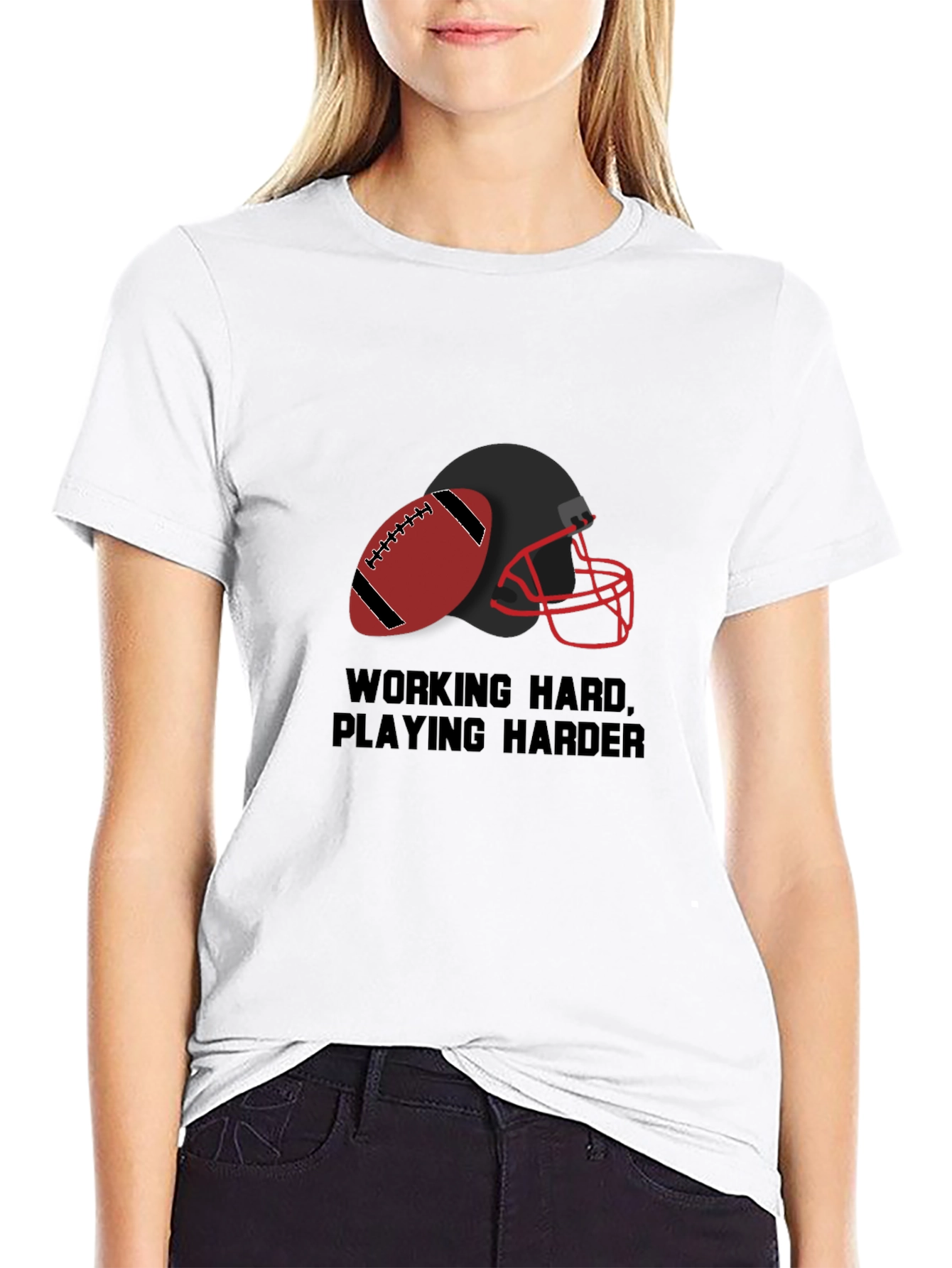 Work Hard Play Harder Football Graphic Tee