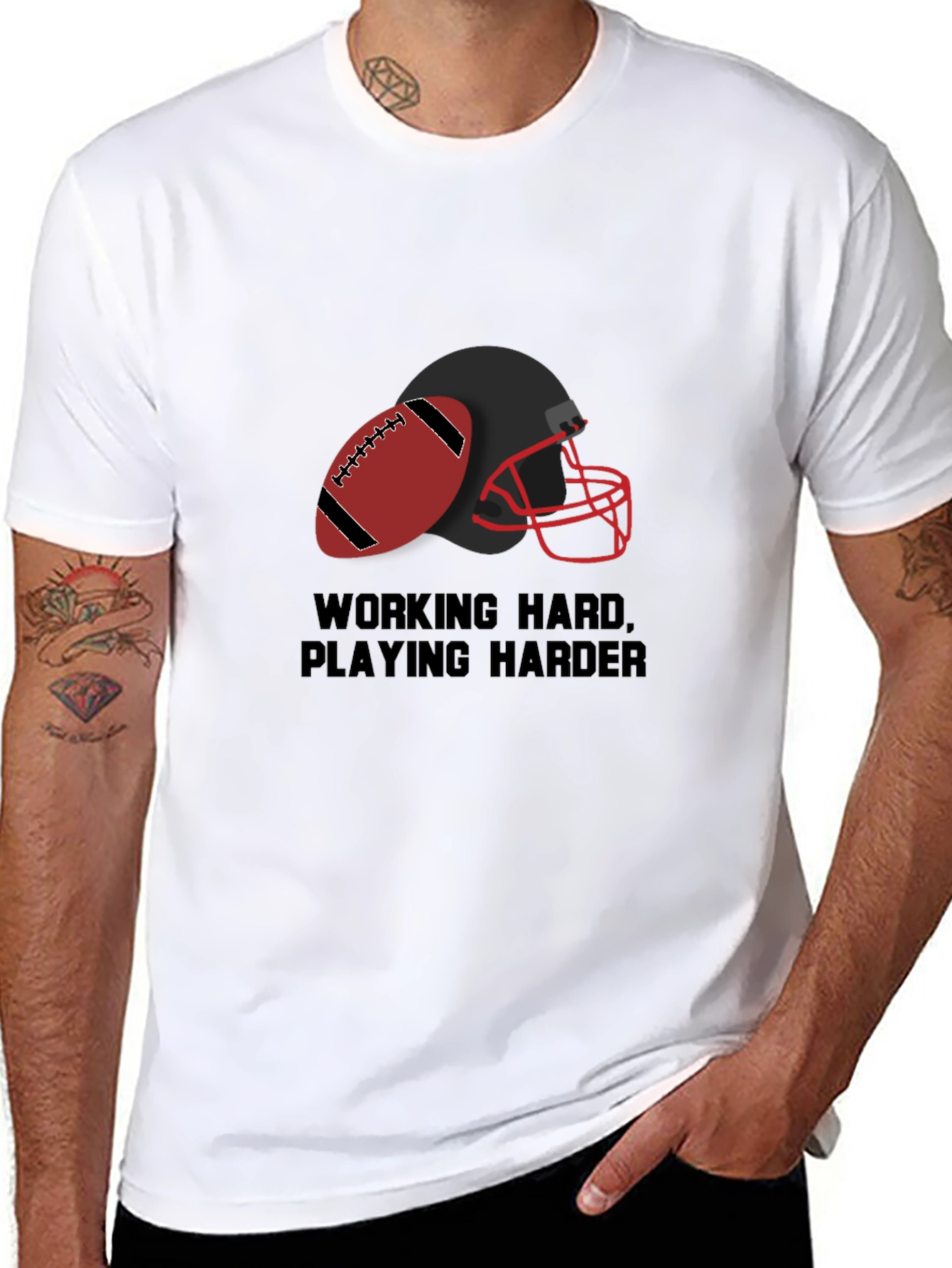 Work Hard Play Harder Football Graphic Tee