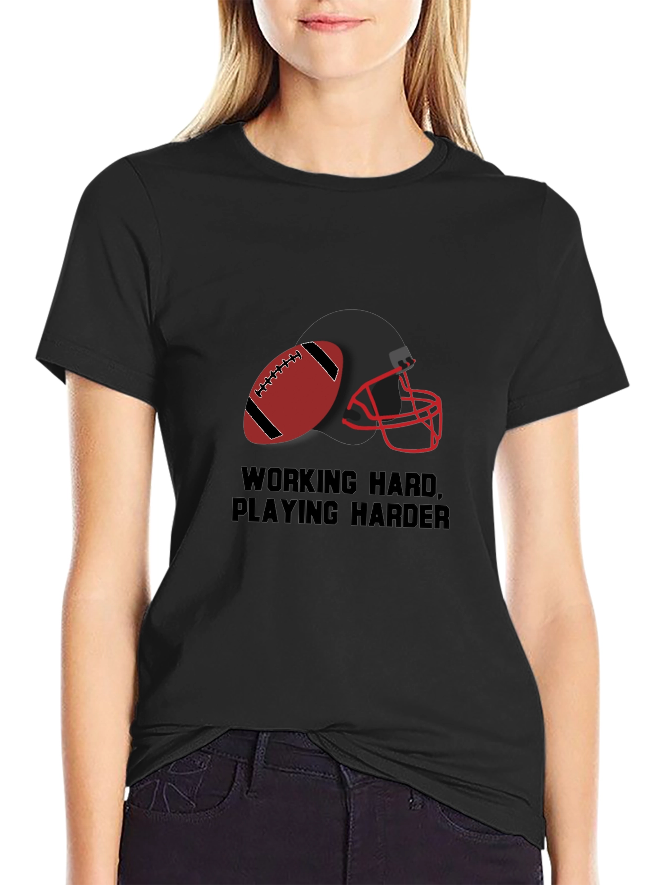 Work Hard Play Harder Football Graphic Tee