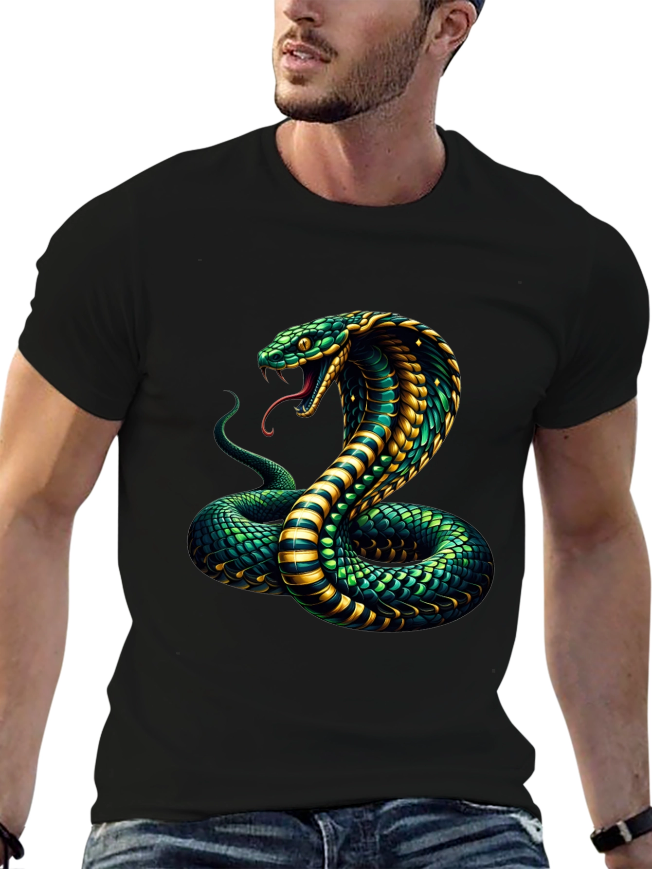 Cobra Graphic Print Mens Black T-Shirt
