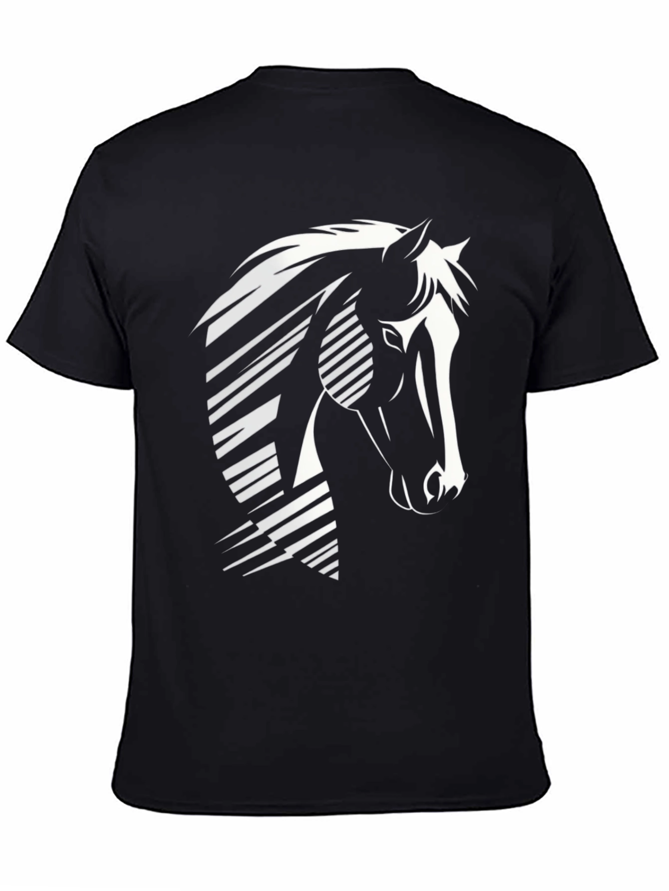 Geometric Horse Graphic T-Shirt - Black