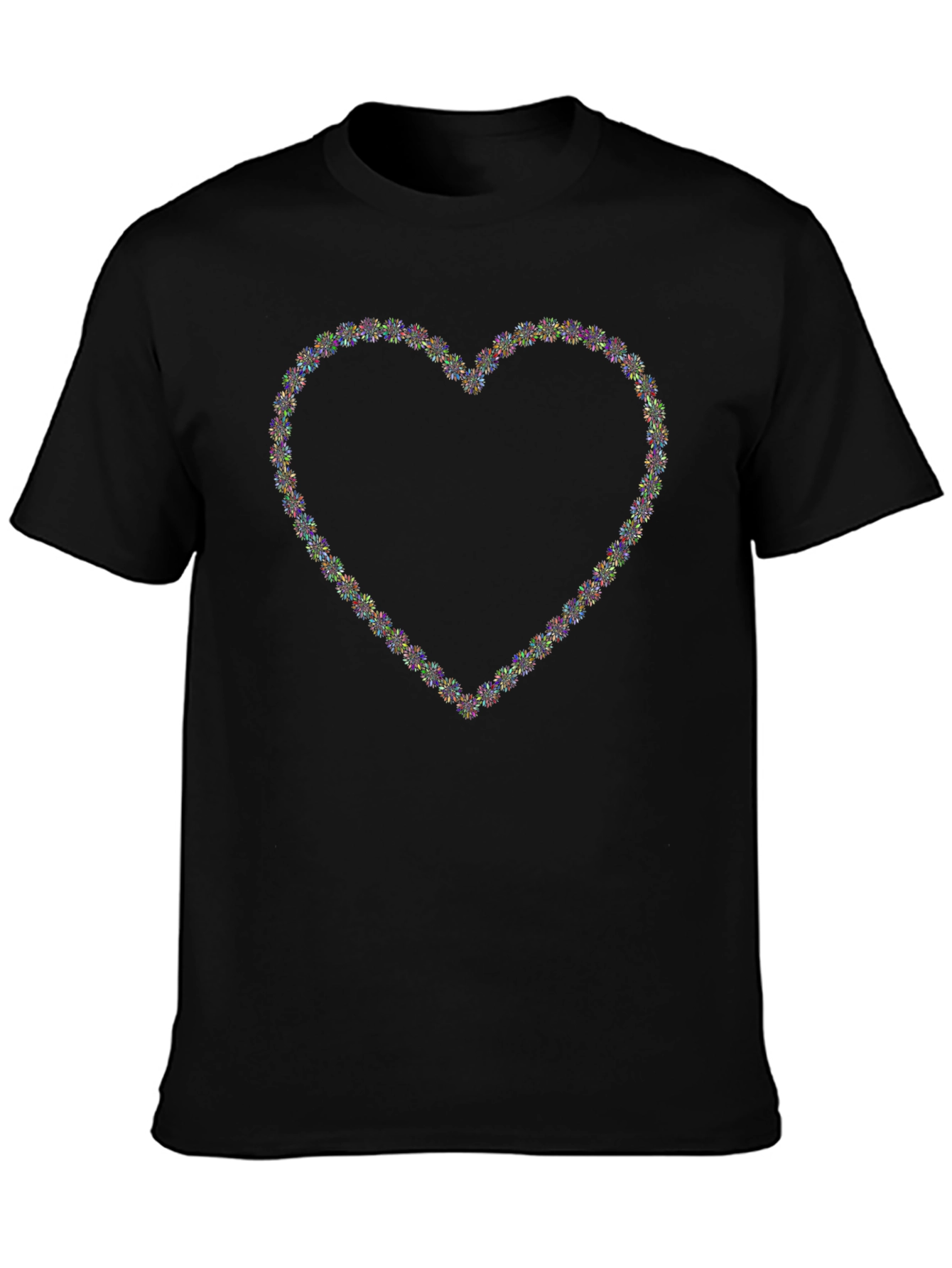 Heart Fireworks Graphic Tee - Black Crew Neck