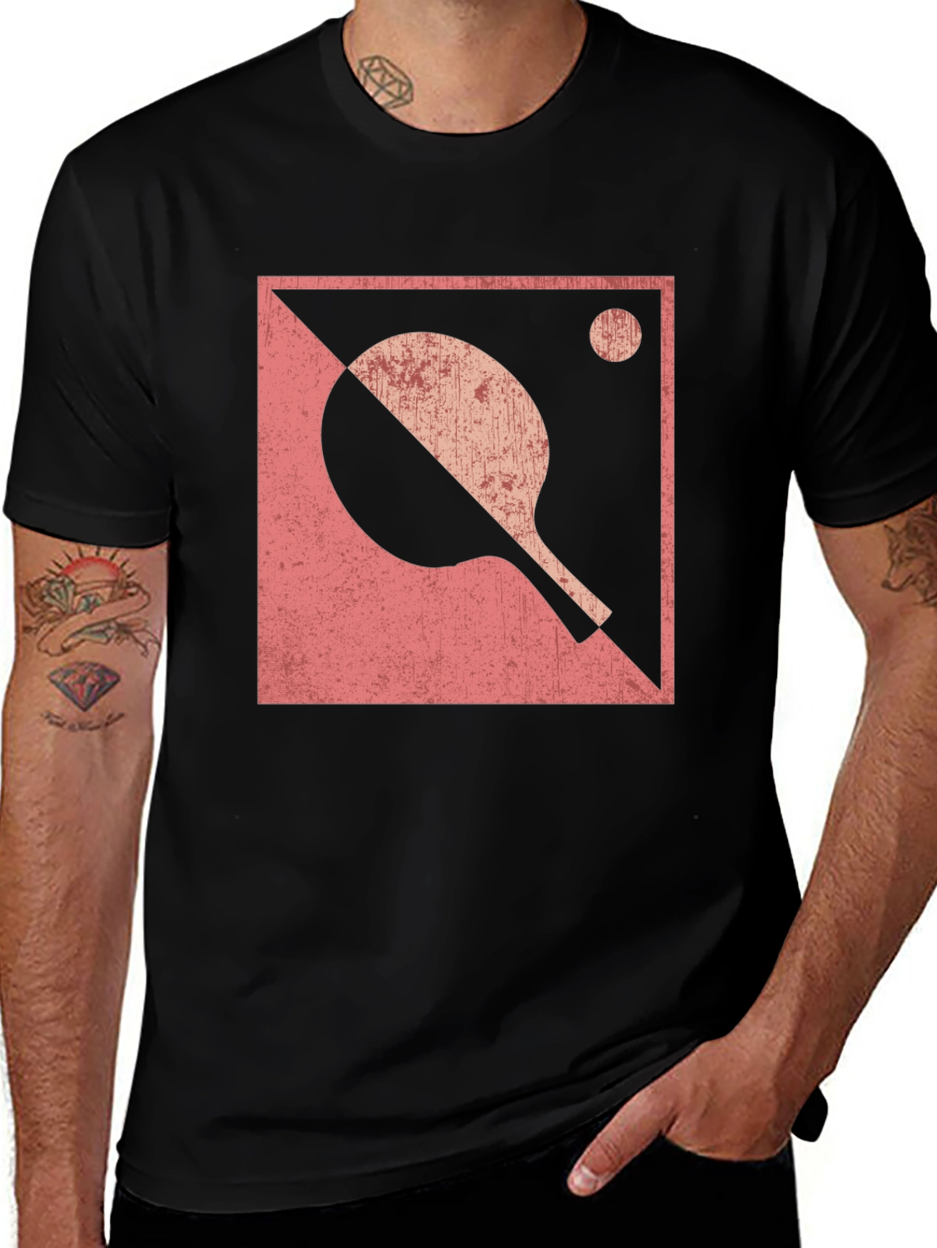 Ping Pong Paddle Graphic Tee - Black