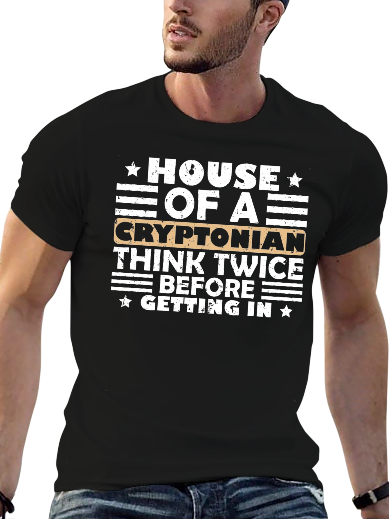 House of A Cryptonian Black Graphic T-Shirt