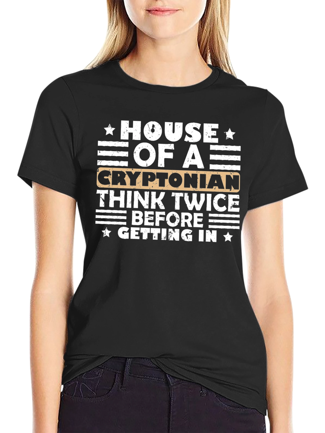 House of A Cryptonian Black Graphic T-Shirt