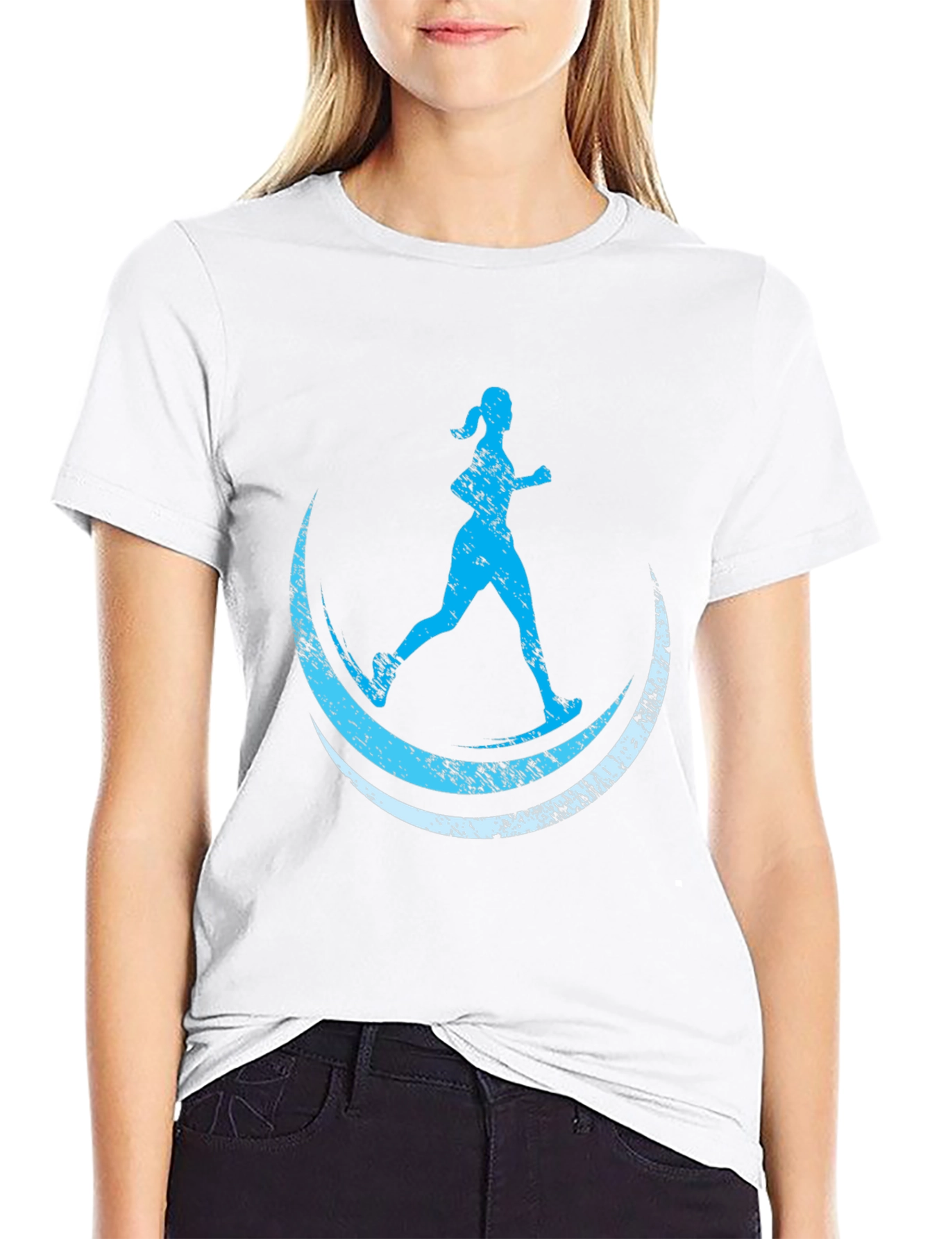 Runner Moon Graphic Tee - Black Casual T-Shirt