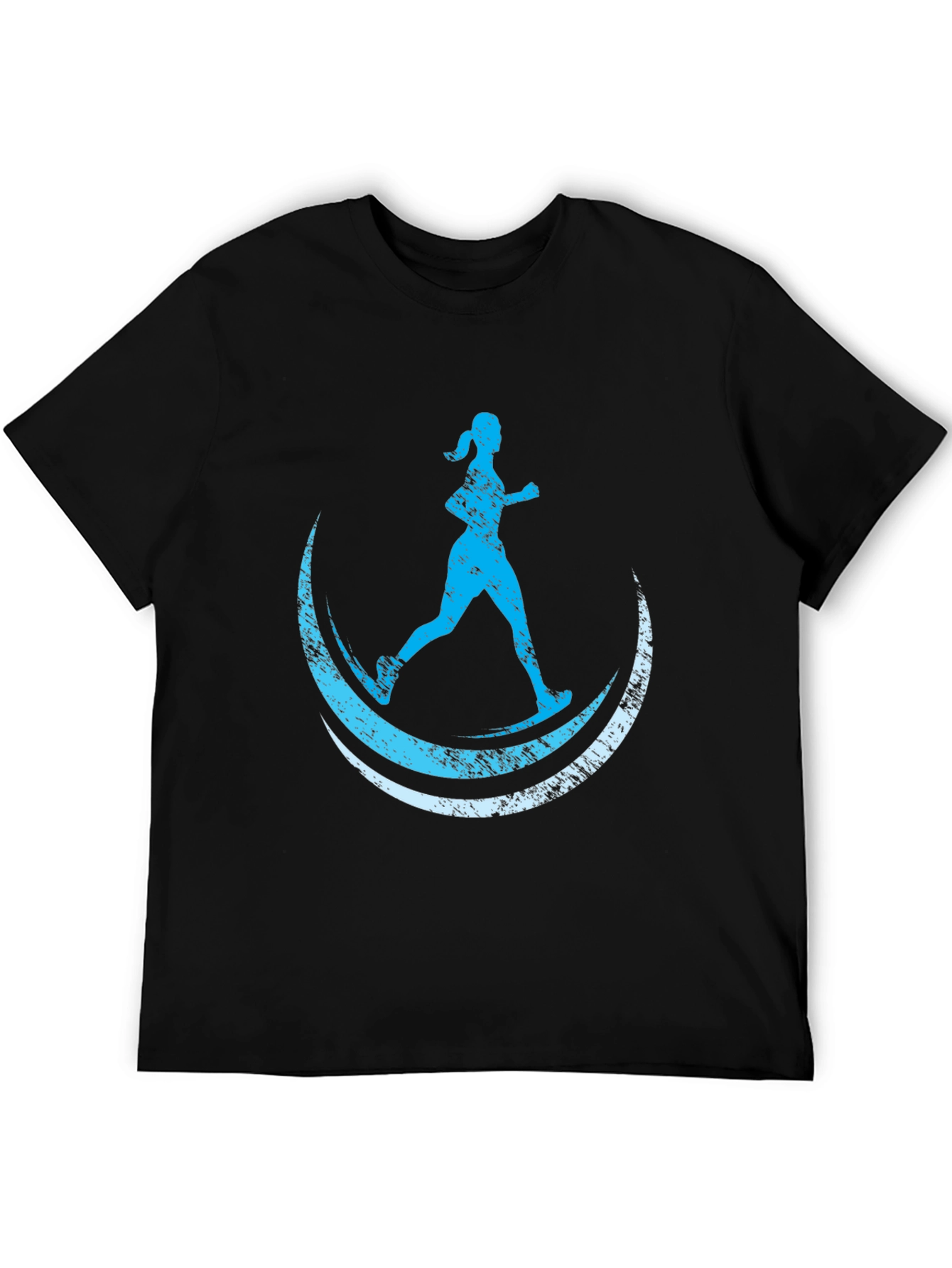 Runner Moon Graphic Tee - Black Casual T-Shirt
