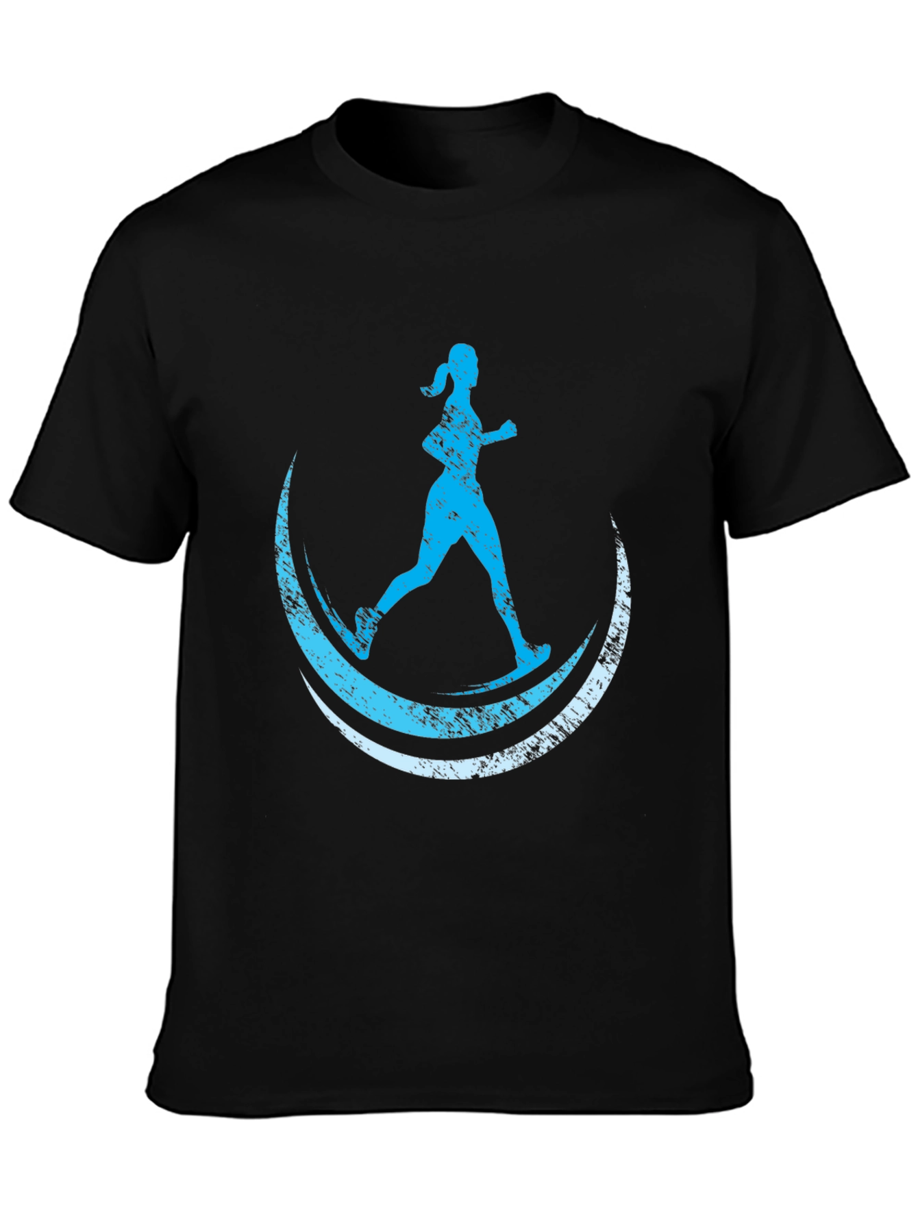 Runner Moon Graphic Tee - Black Casual T-Shirt