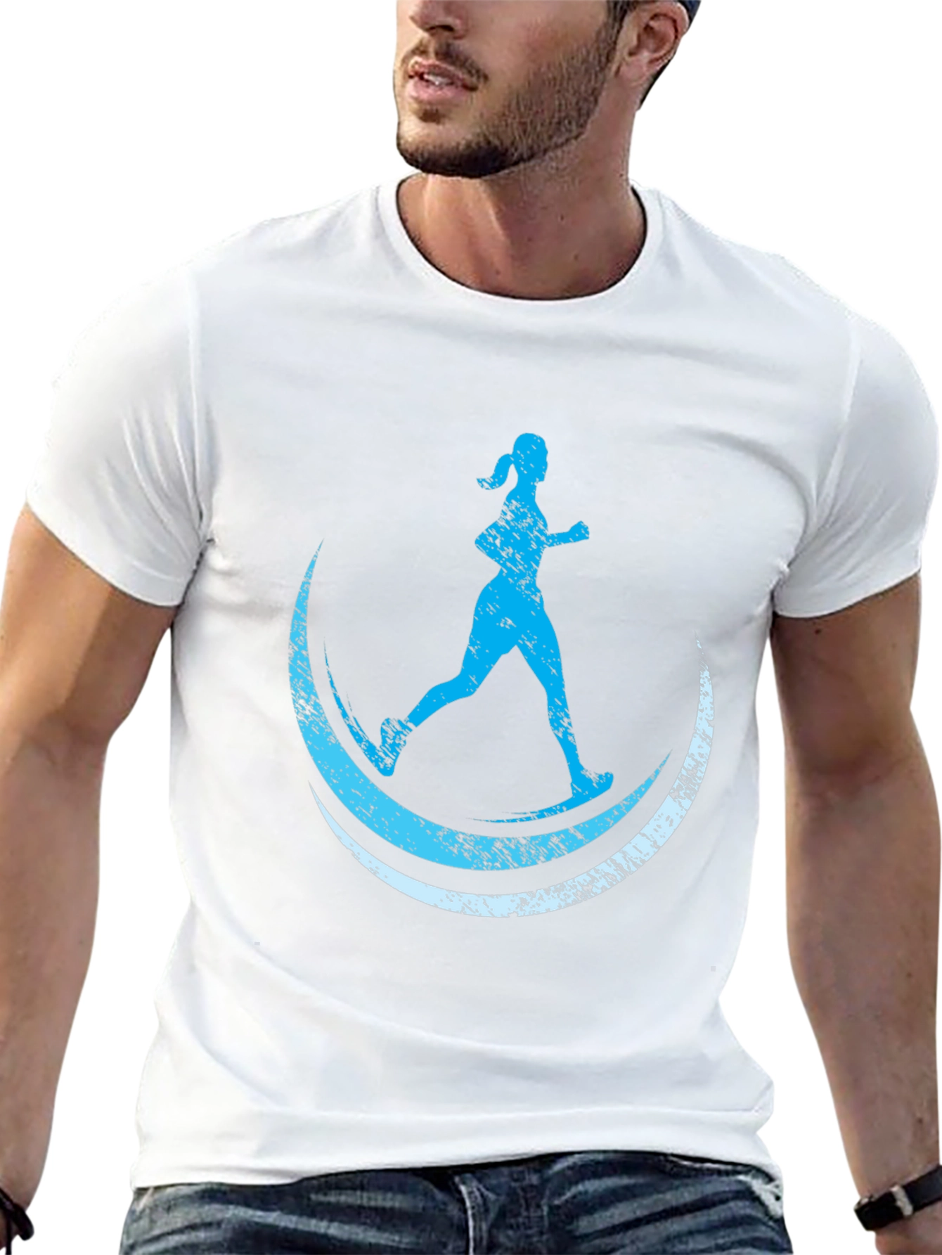 Runner Moon Graphic Tee - Black Casual T-Shirt