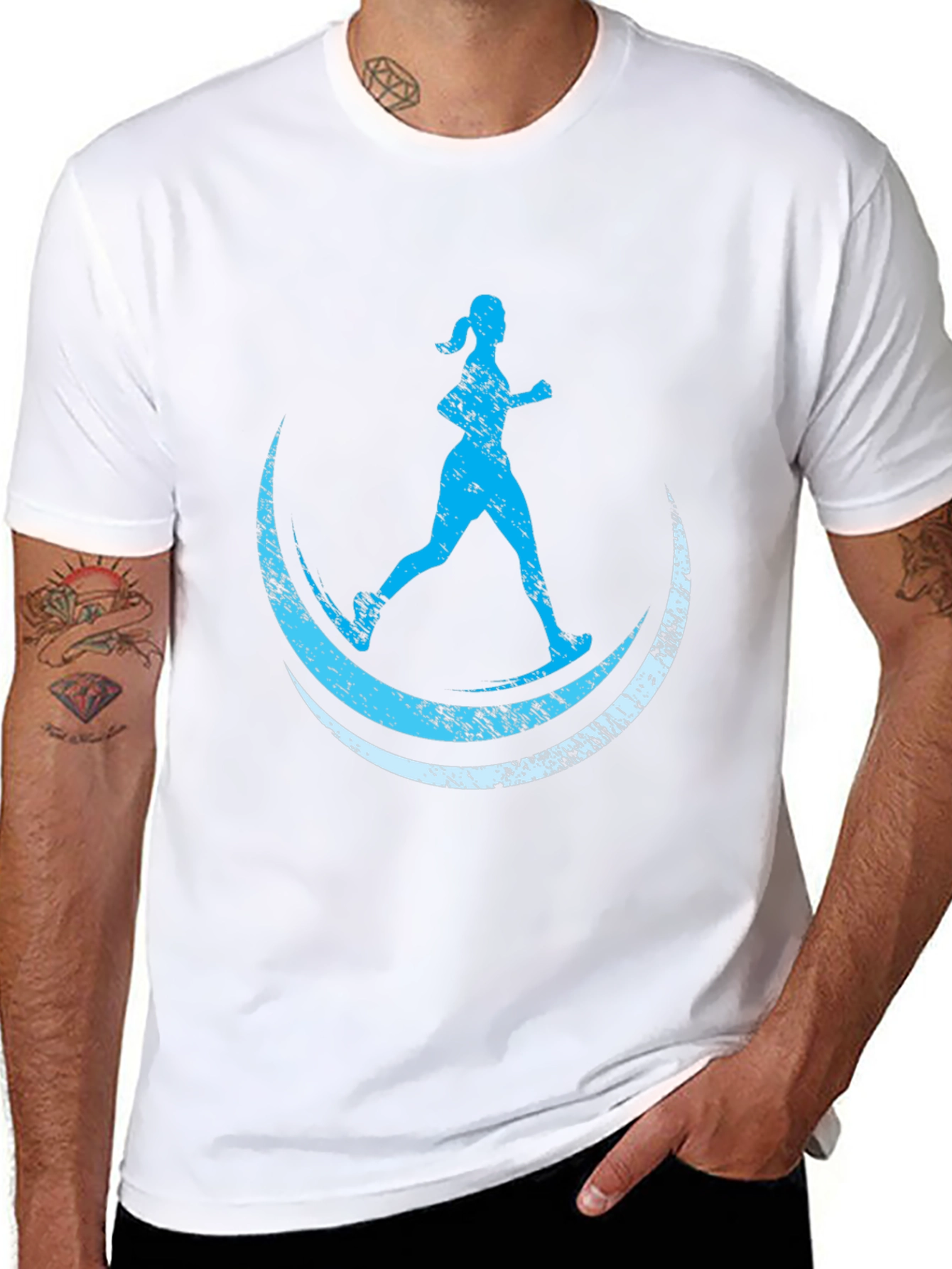 Runner Moon Graphic Tee - Black Casual T-Shirt