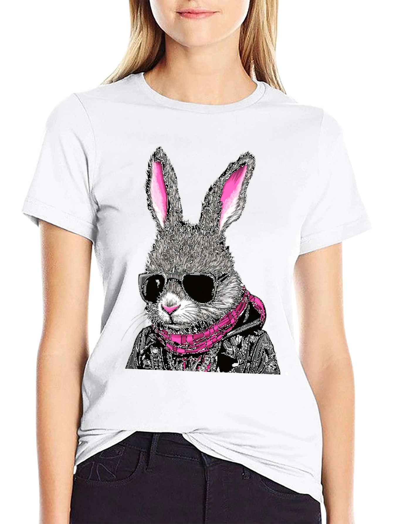 Cool Rabbit Graphic Tee - Black Cotton T-Shirt