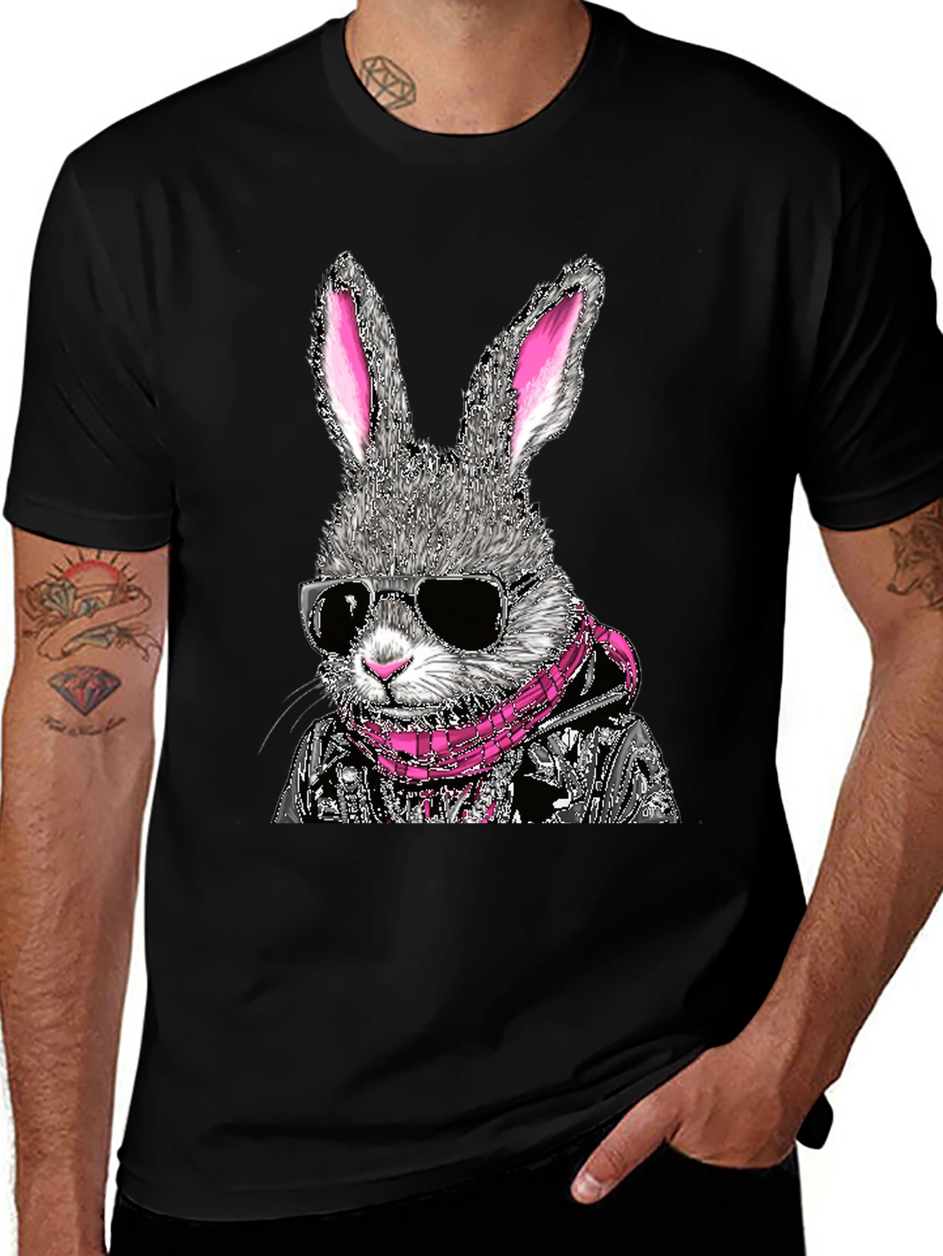 Cool Rabbit Graphic Tee - Black Cotton T-Shirt