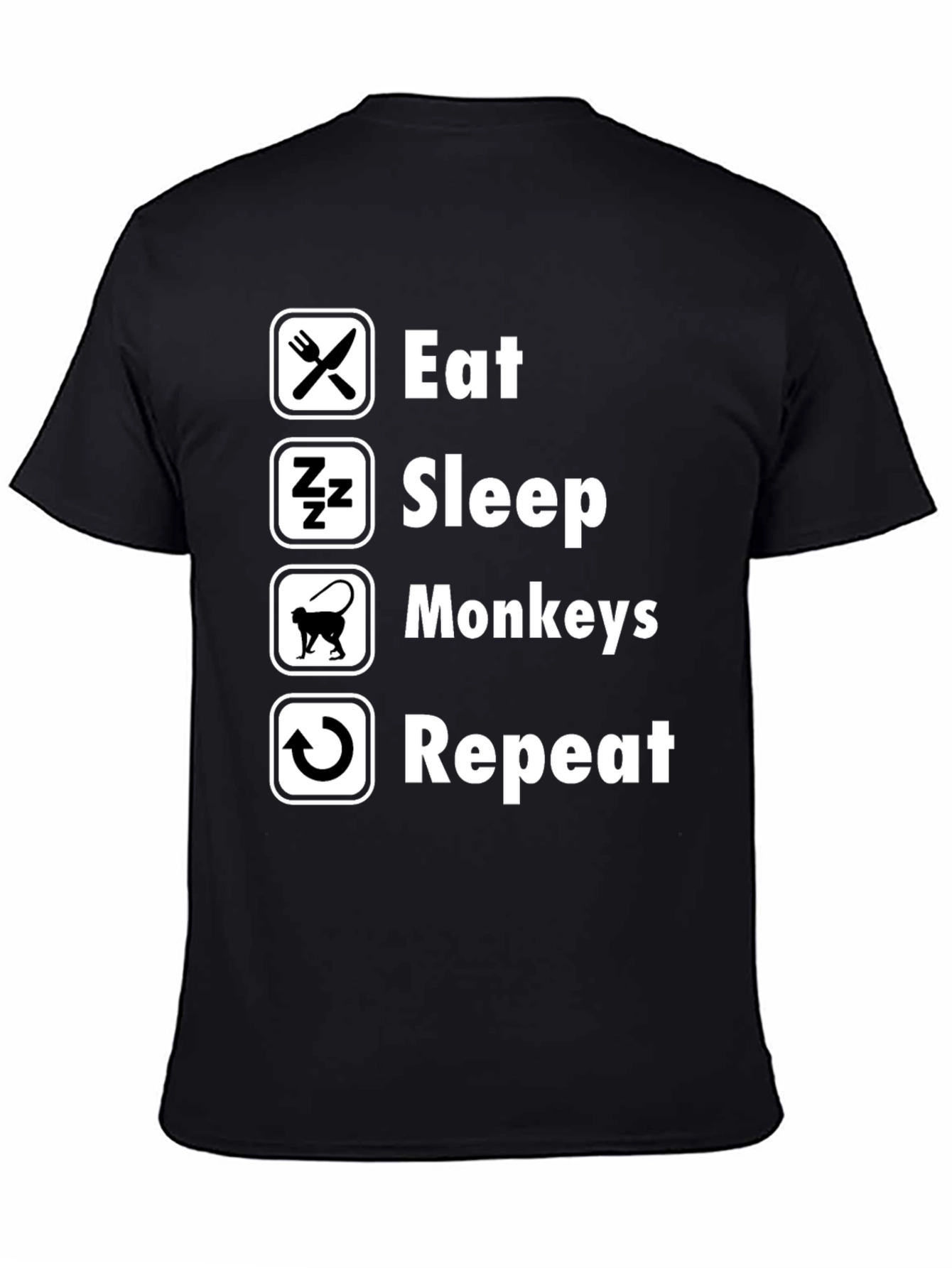 Eat Sleep Monkeys Repeat Black T-Shirt