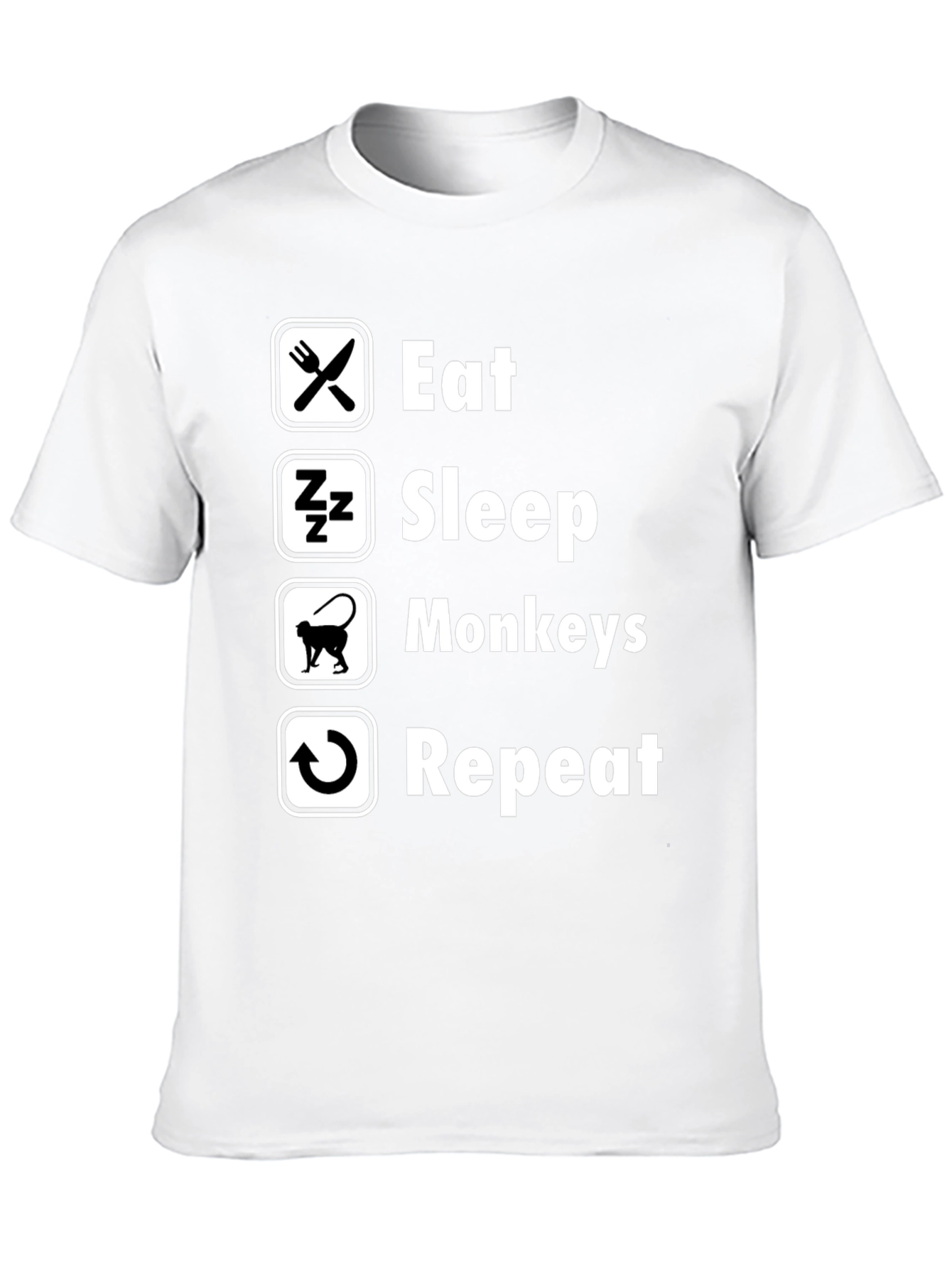 Eat Sleep Monkeys Repeat Black T-Shirt