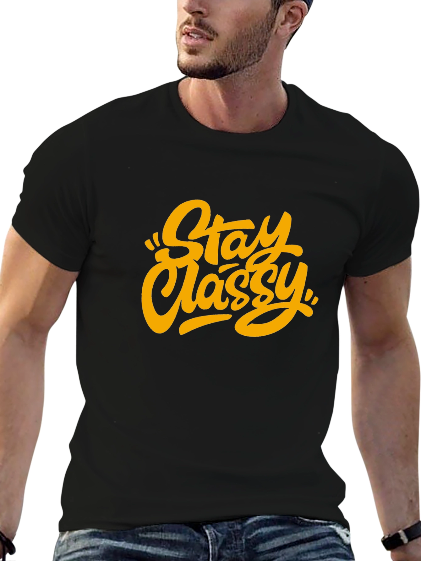 Stay Classy Graphic Tee - Trendy Unisex Black T-Shirt