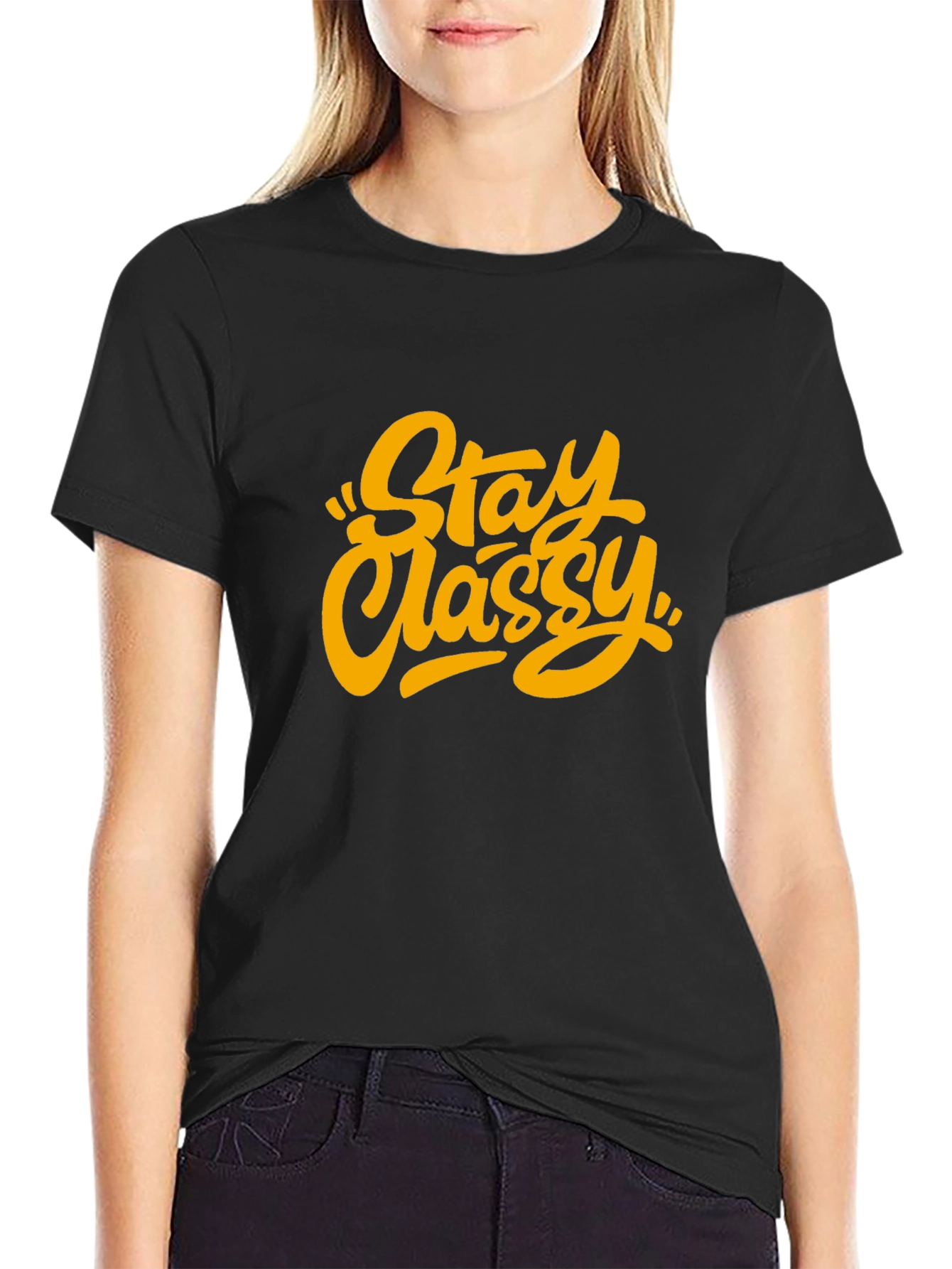 Stay Classy Graphic Tee - Trendy Unisex Black T-Shirt