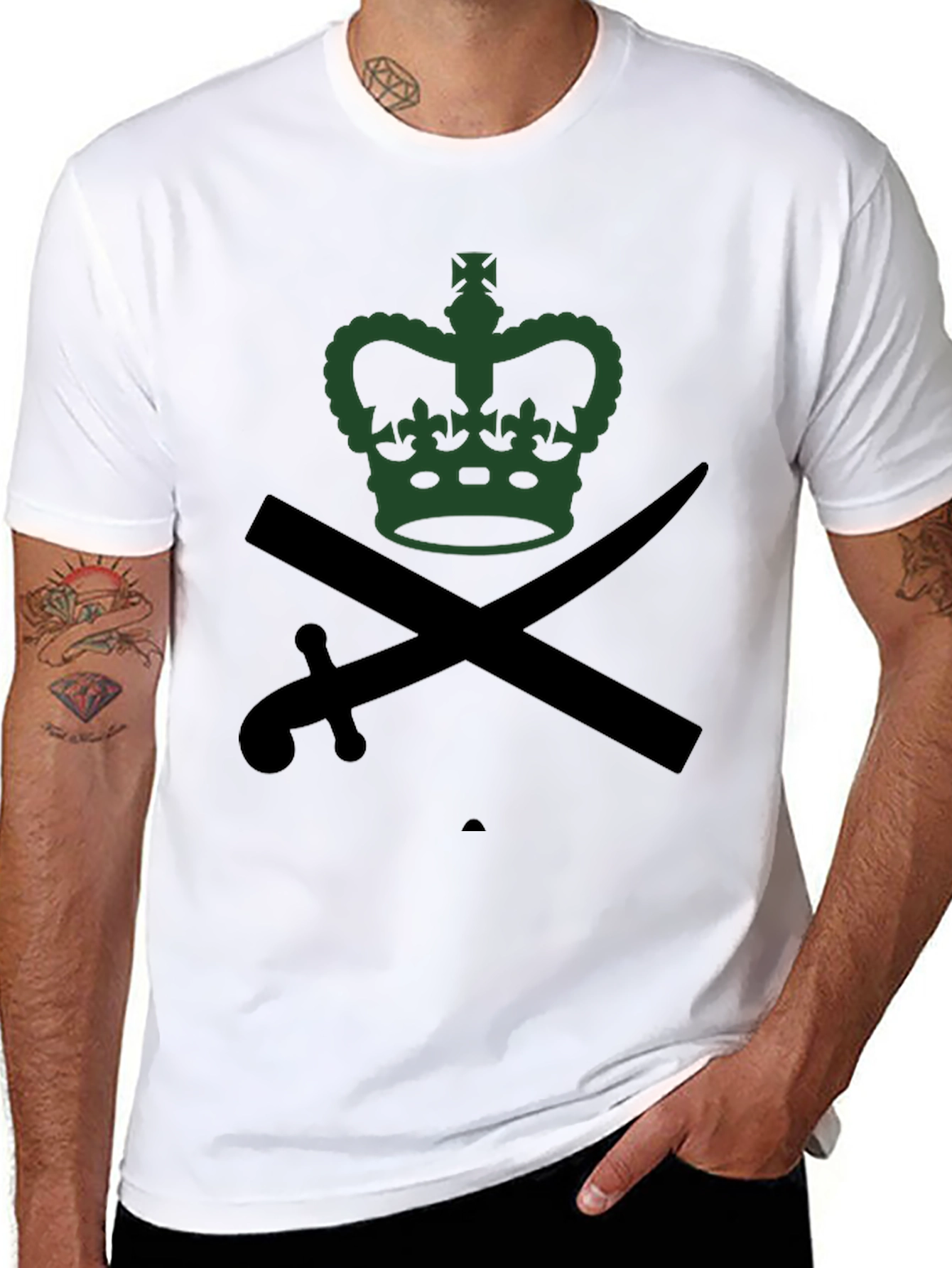 Crown & Crossed Swords Graphic Tee - Black