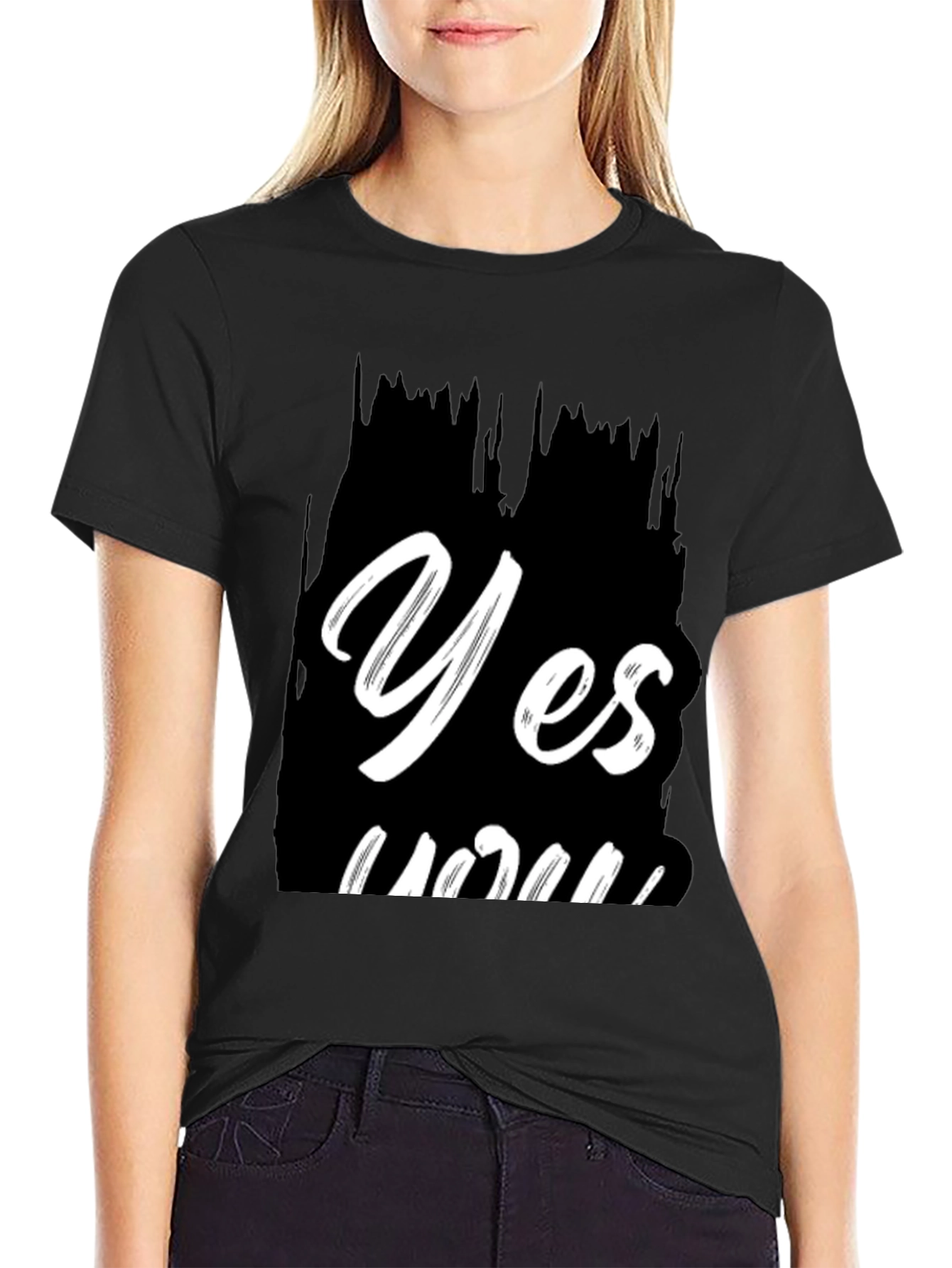 Yes You Black Graphic Tee