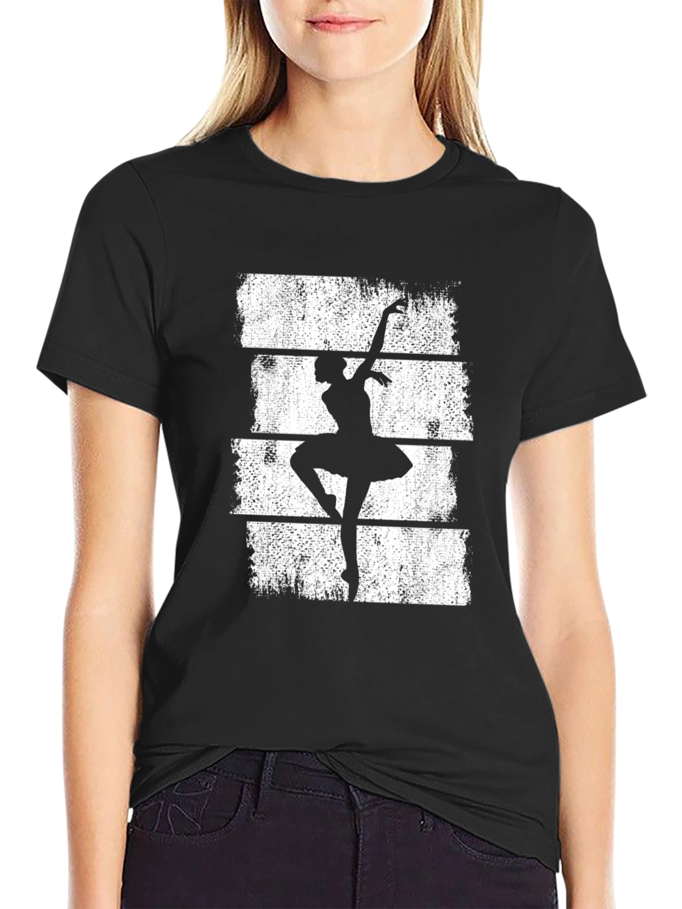 Ballet Dancer Graphic Tee - Black Cotton T-Shirt