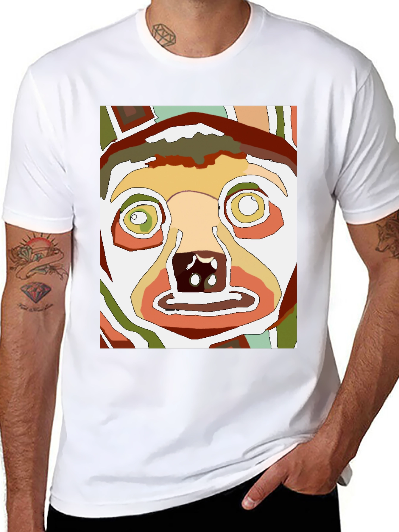 Abstract Dog Face Graphic Tee - Unique Style