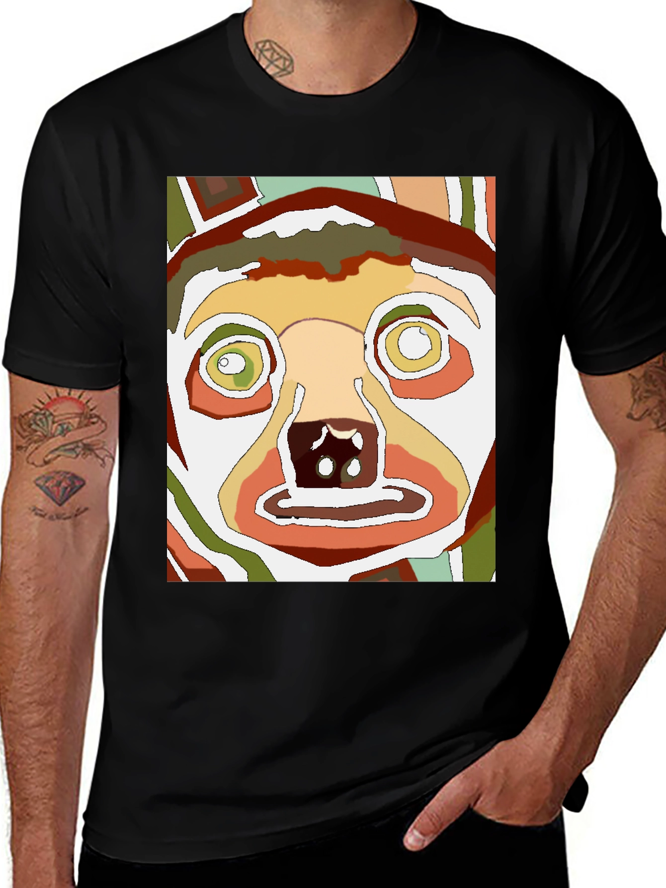 Abstract Dog Face Graphic Tee - Unique Style