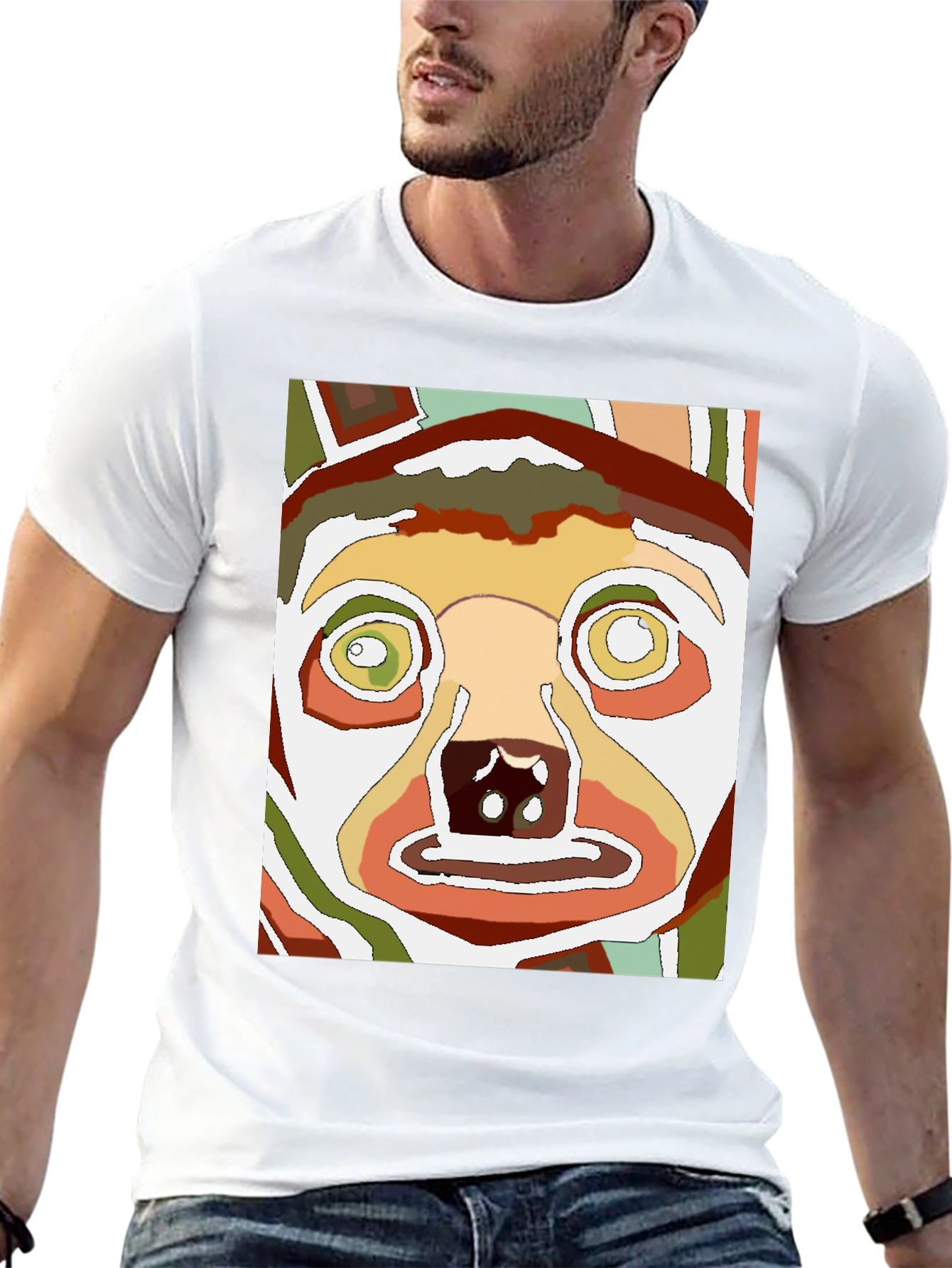 Abstract Dog Face Graphic Tee - Unique Style