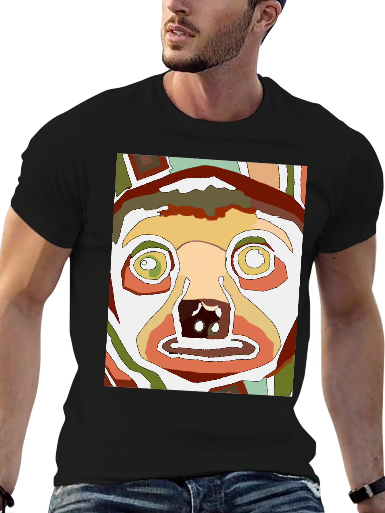 Abstract Dog Face Graphic Tee - Unique Style