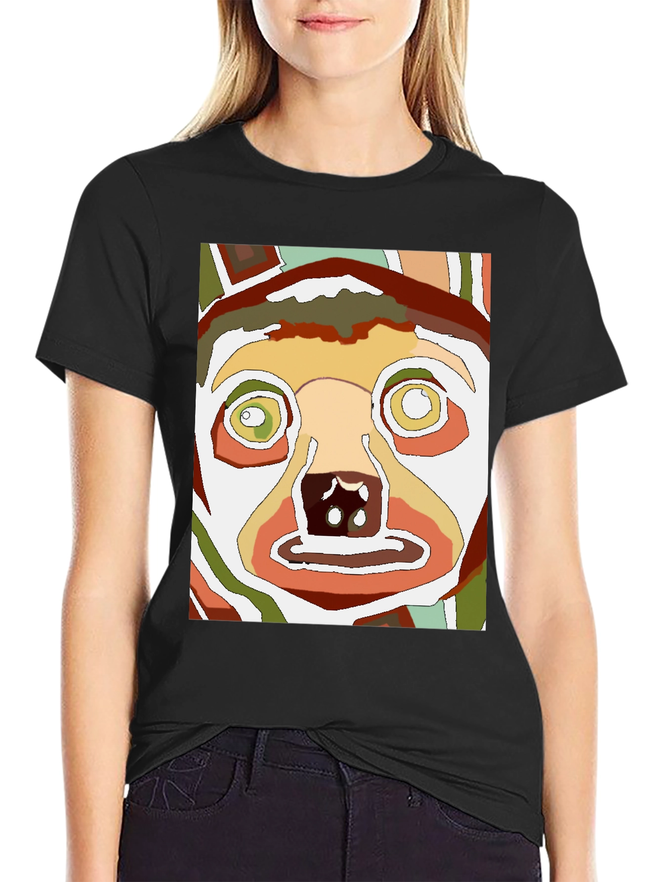Abstract Dog Face Graphic Tee - Unique Style