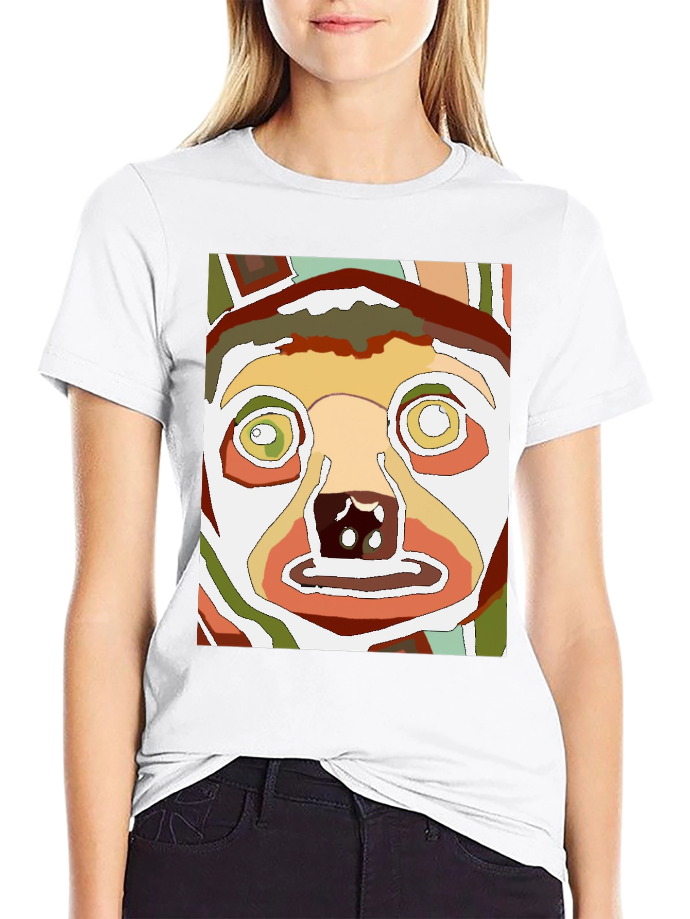Abstract Dog Face Graphic Tee - Unique Style