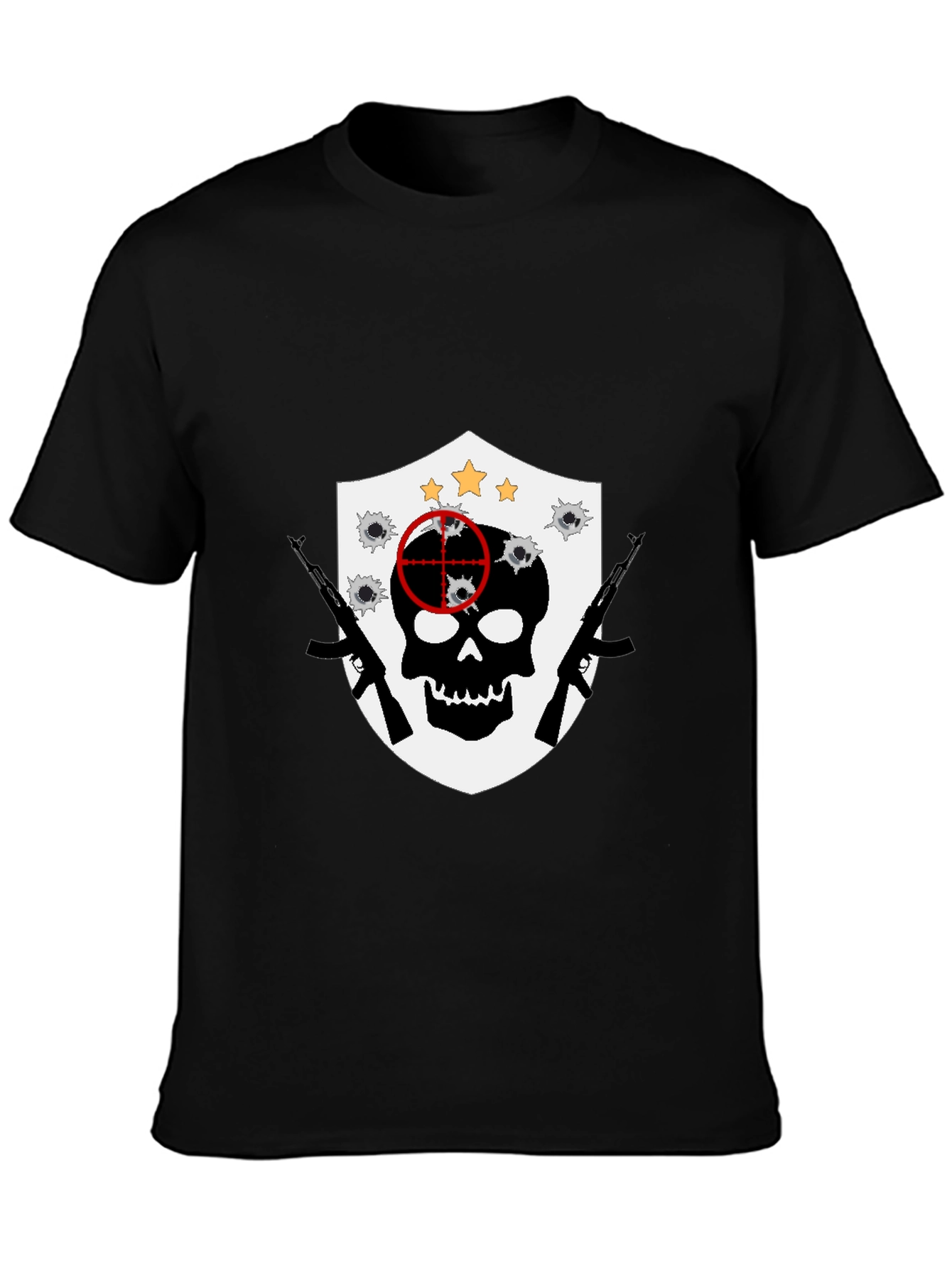 Skull Target Shield Graphic T-Shirt - Black